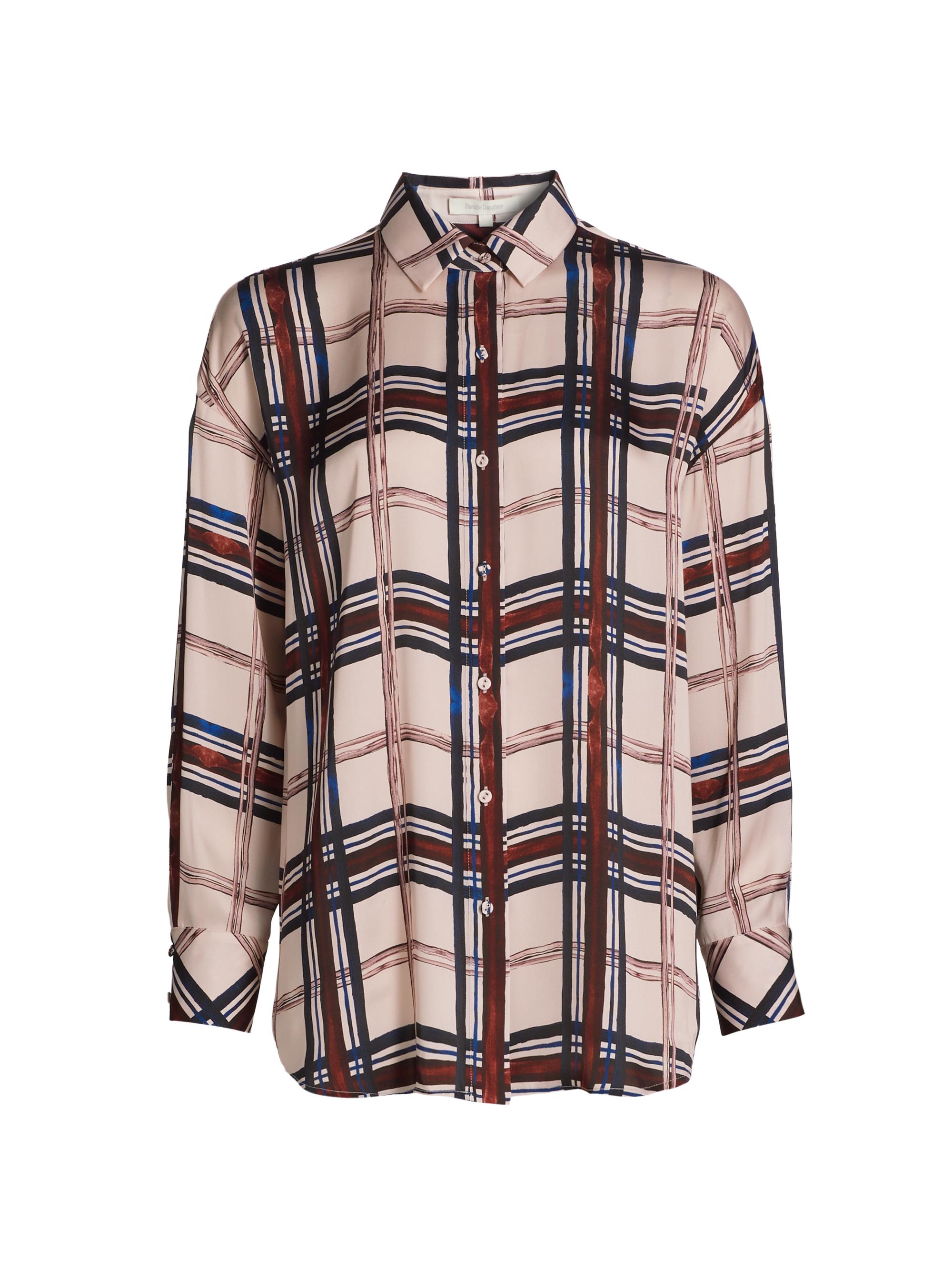 Favorite Daughter Women's Smooth Ex-Boyfriend Plaid Shirt - Sangria Blush Plaid