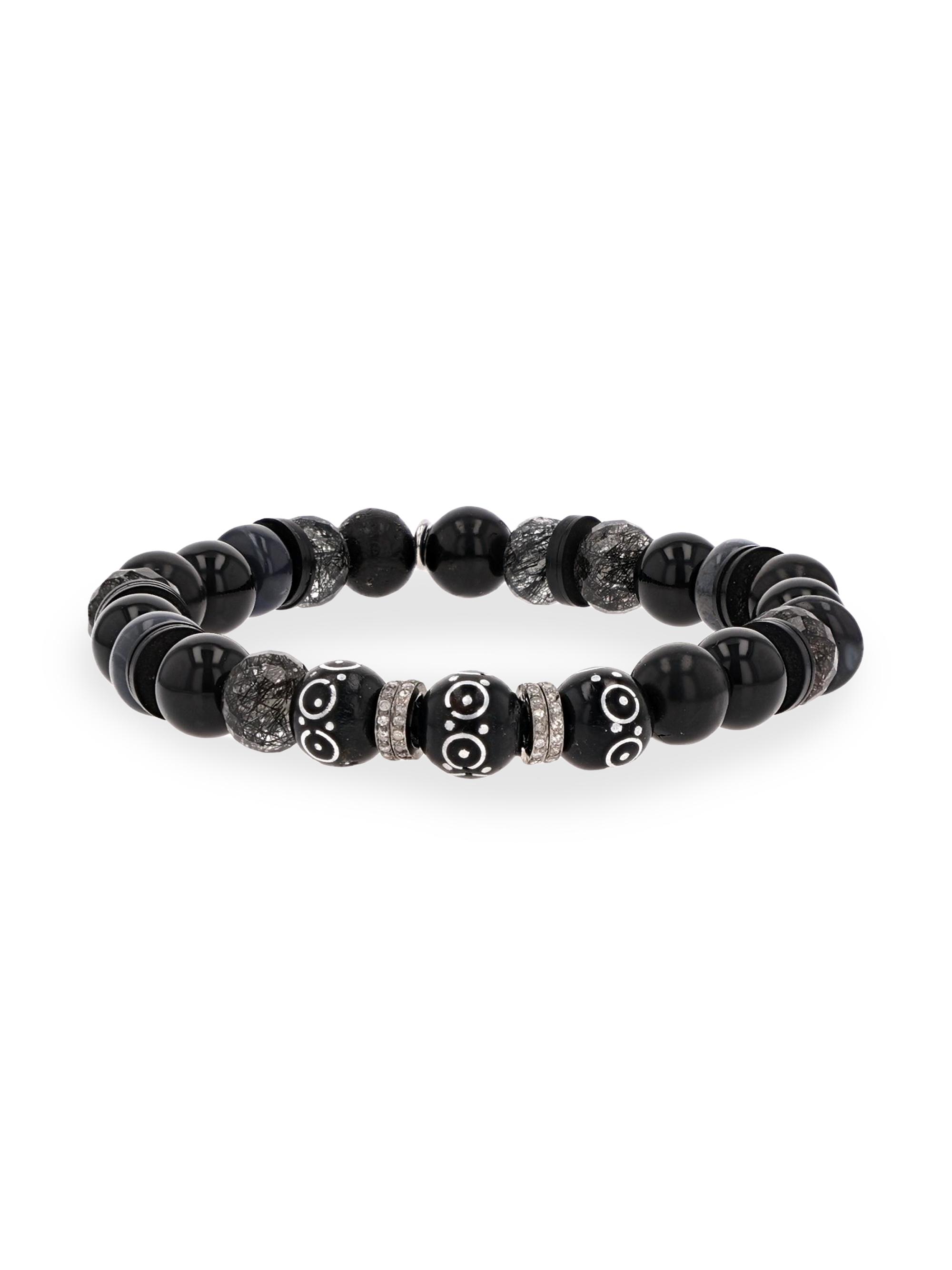 Sheryl Lowe Women's Sterling Silver, 0.20 TCW Diamond & Multi-Stone Beaded Bracelet - Black