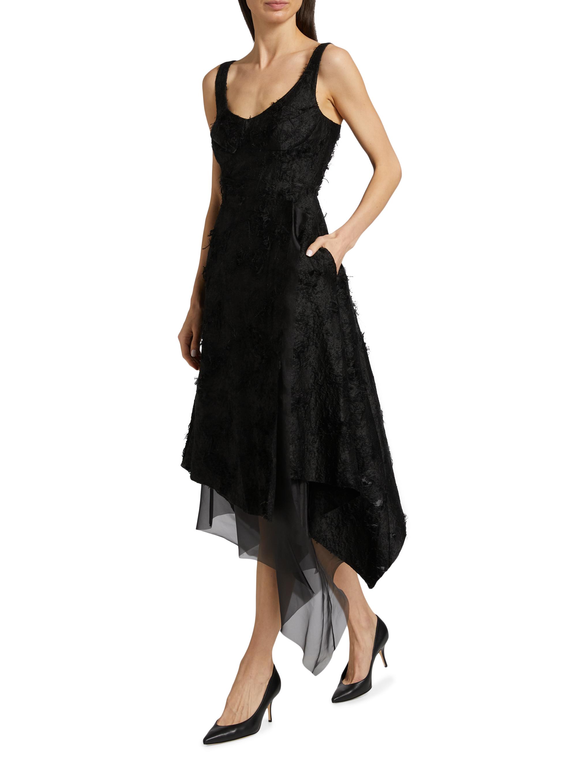 Jason Wu Collection Asymmetrical Frayed Jacquard Midi-Dress