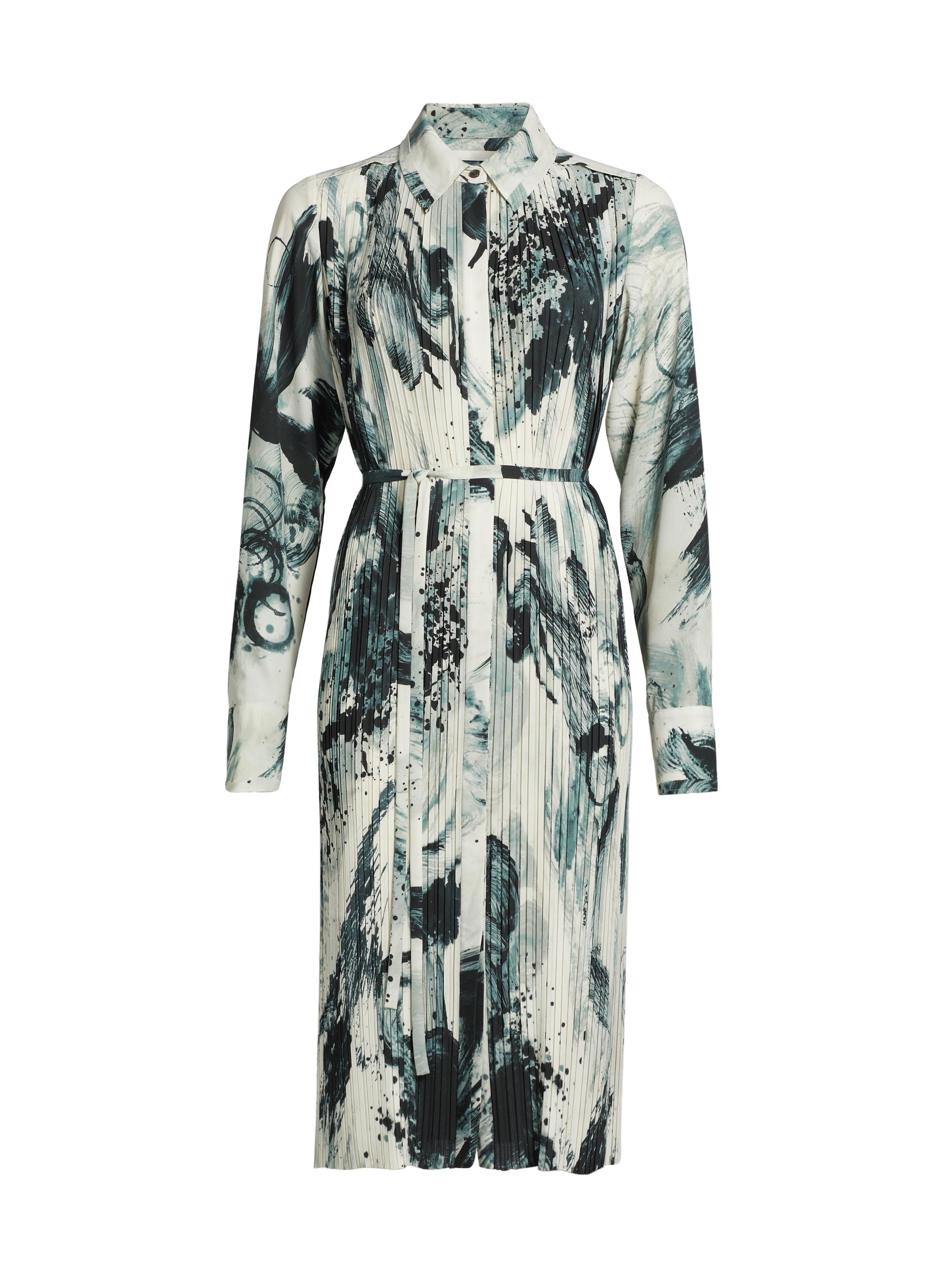 Jason Wu Collection Women's Brushstroke Pleated Shirtdress - Calico Ink Multi