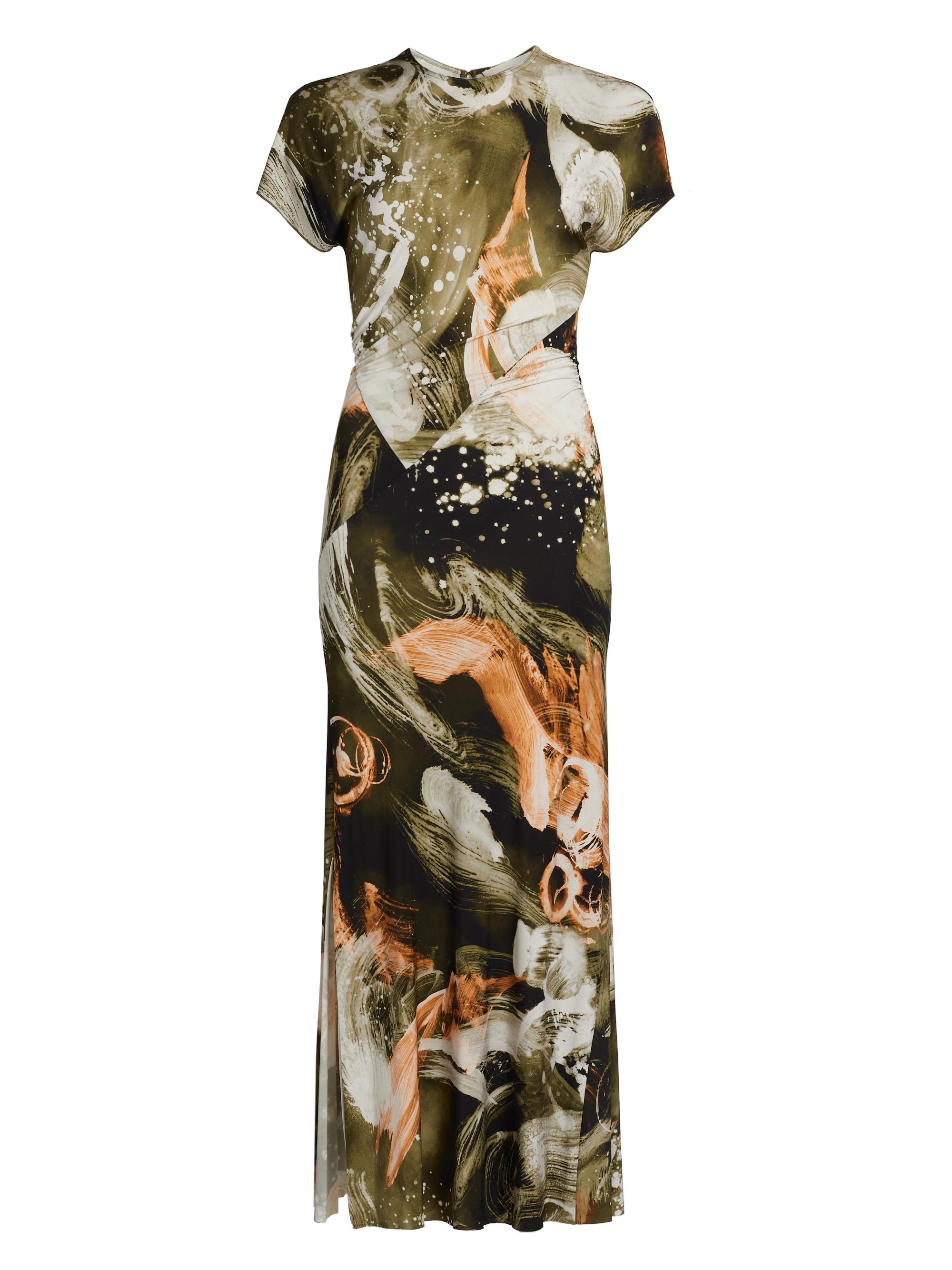 Jason Wu Collection Women's Brushstroke Jersey Maxi-Dress - Olive Apricot Multi