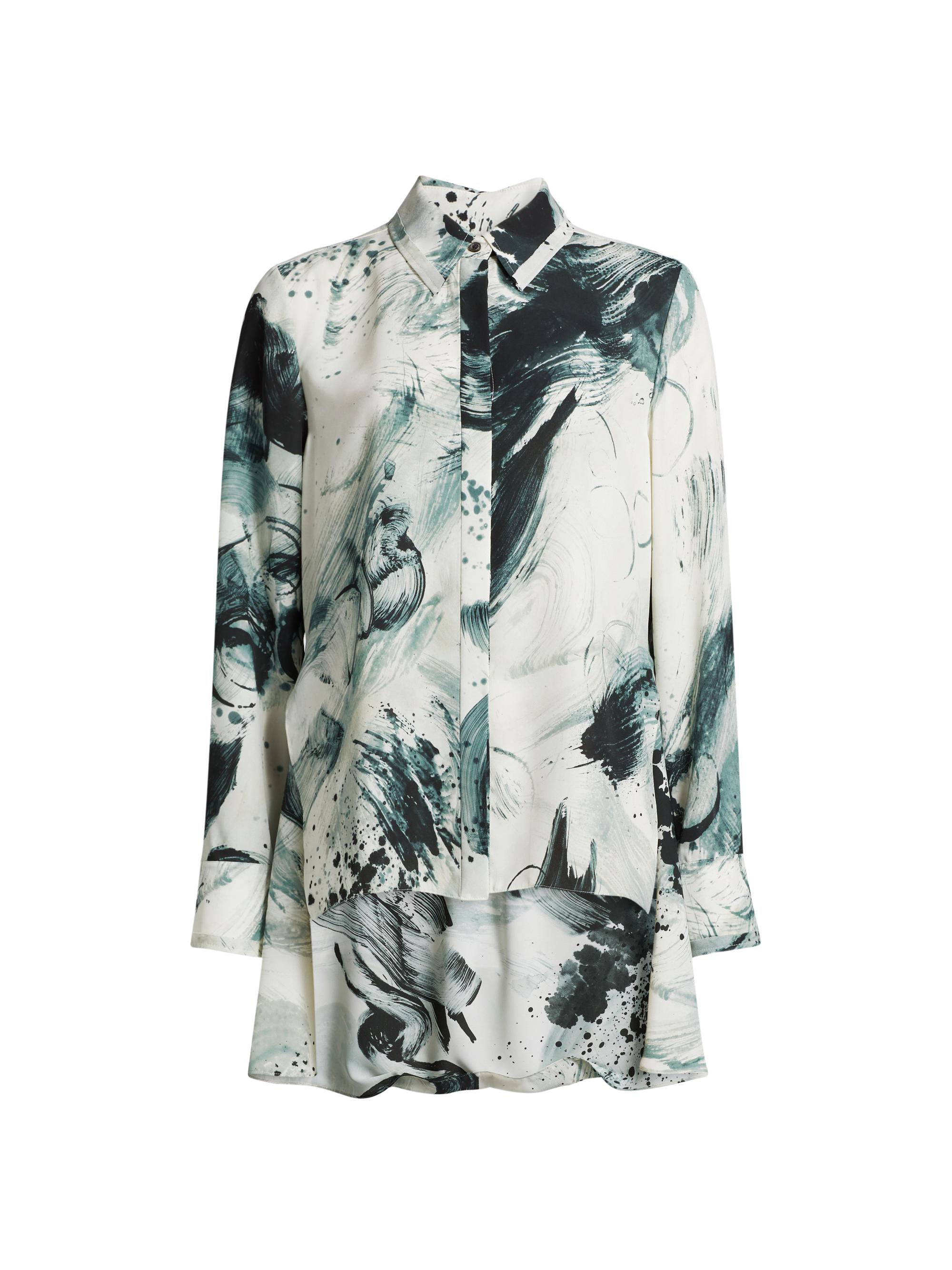 Jason Wu Collection Women's Brushstroke Georgette Shirt - Calico Ink Multi