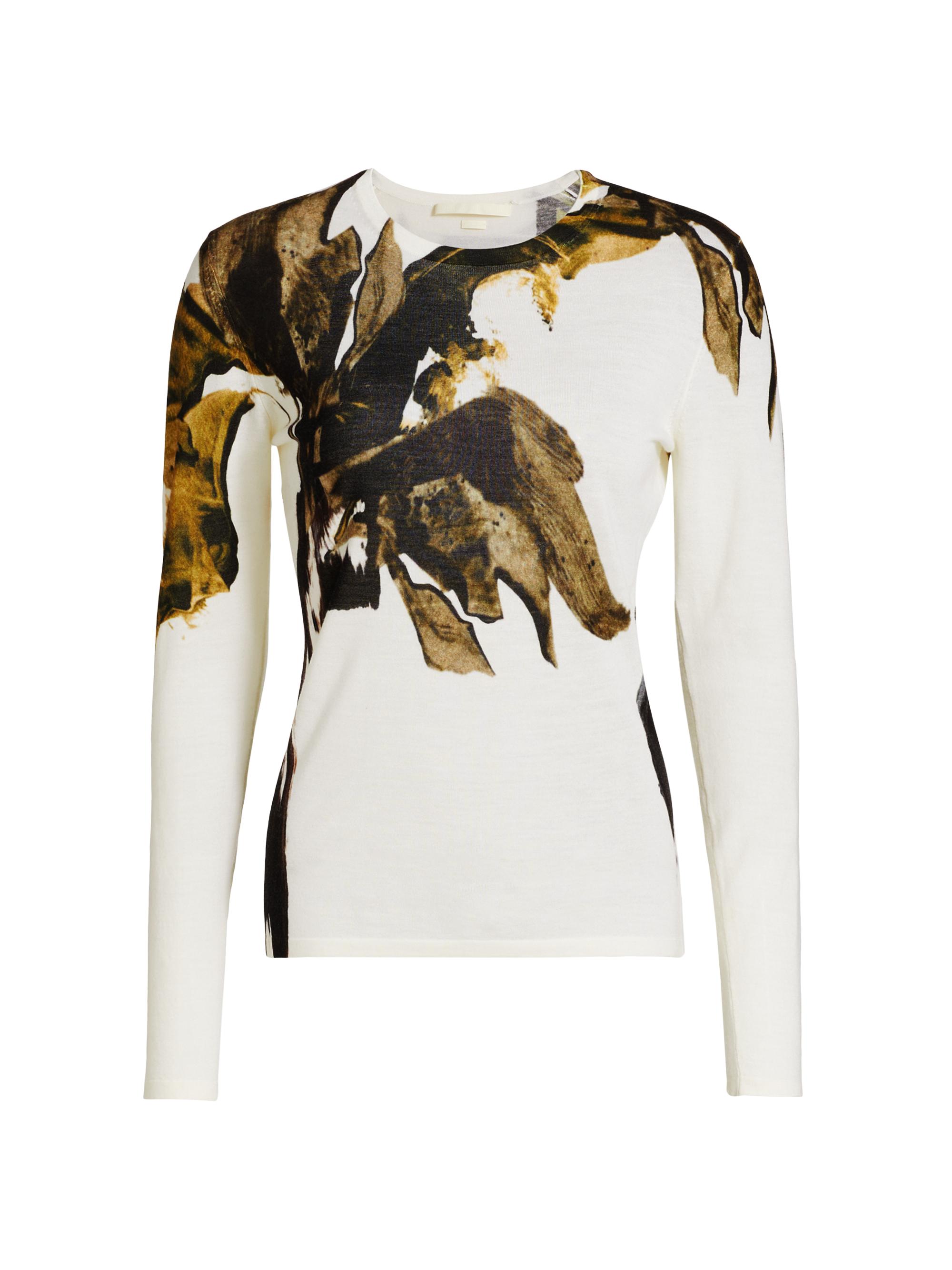 Jason Wu Collection Women's Brushstroke Wool Crewneck Sweater - Chalk Olive Multi