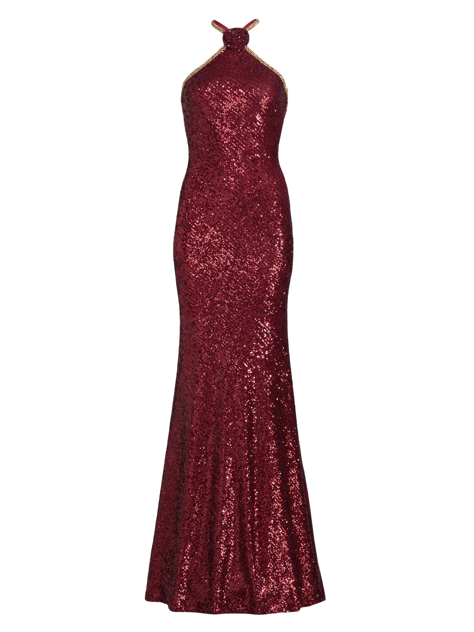 Naeem Khan Women's Sequined Halterneck Gown - Ruby Red