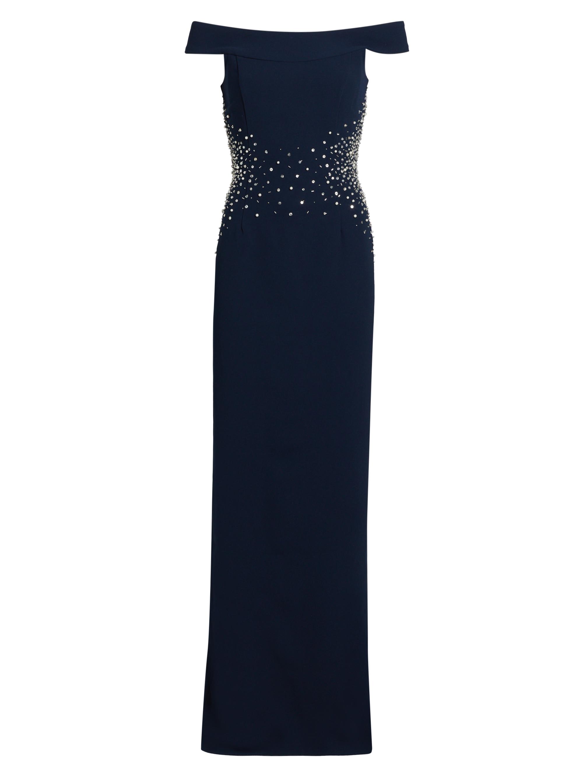 Naeem Khan Women's Sequined Stretch Crepe Off-The-Shoulder Gown - Navy Silver
