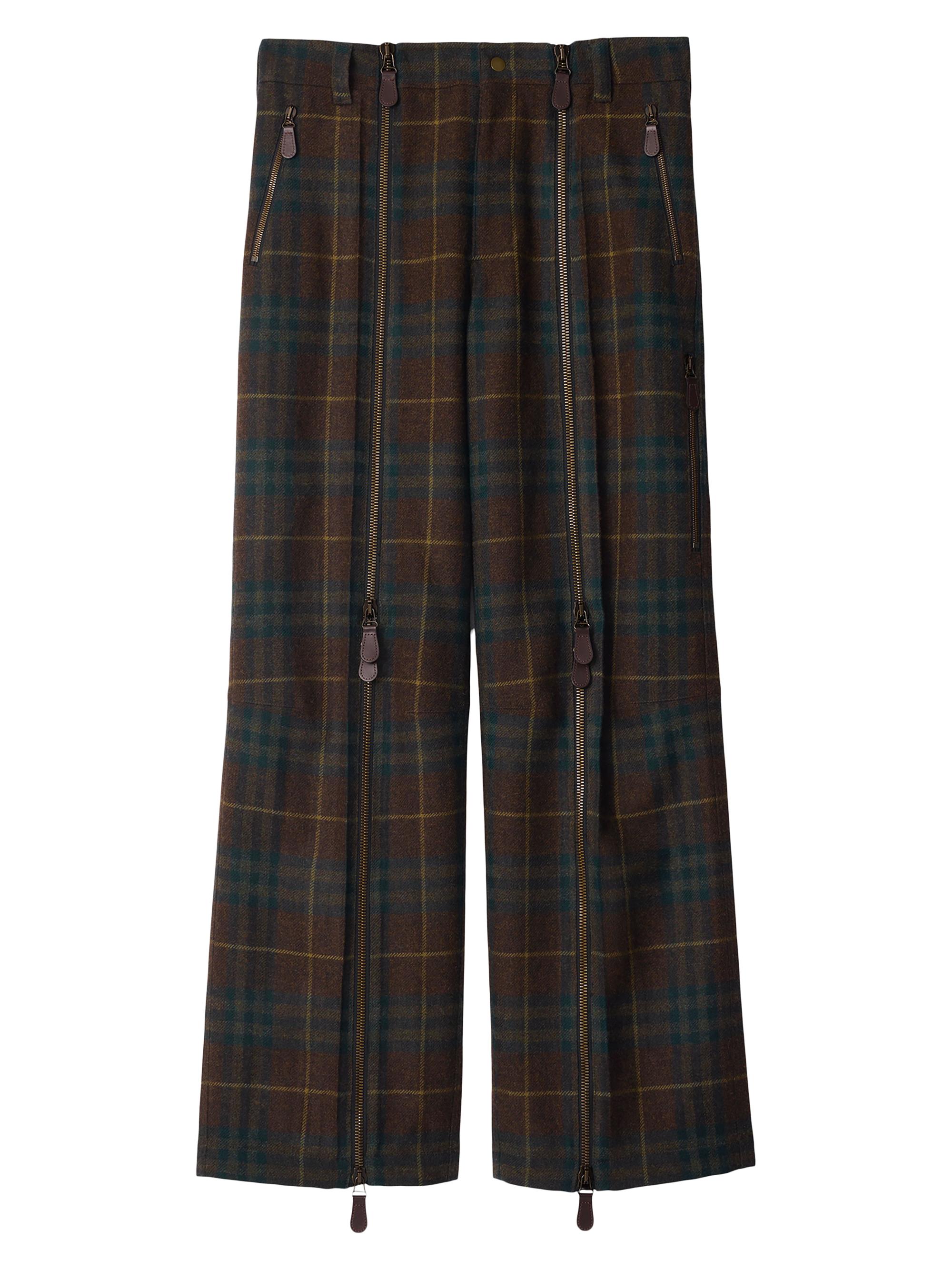 Burberry Men's Zip Check Wool Trousers - Tor Check