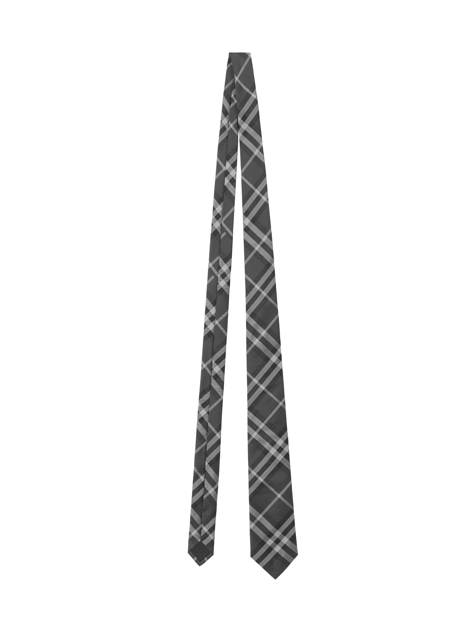 Burberry Men's Check Silk Tie - Charcoal