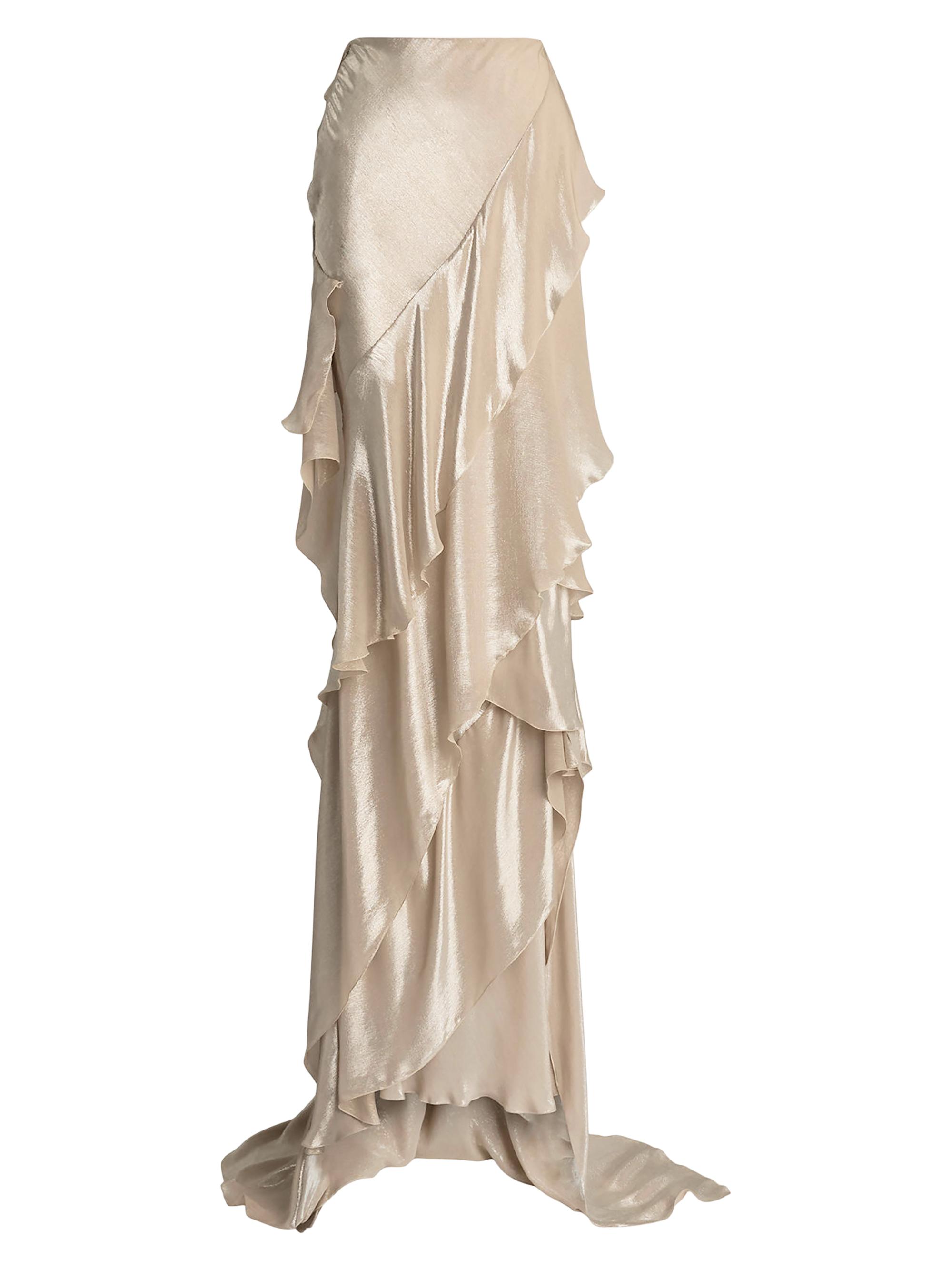 Ralph Lauren Collection Neeva Metallic Ruffle Maxi Skirt | Saks