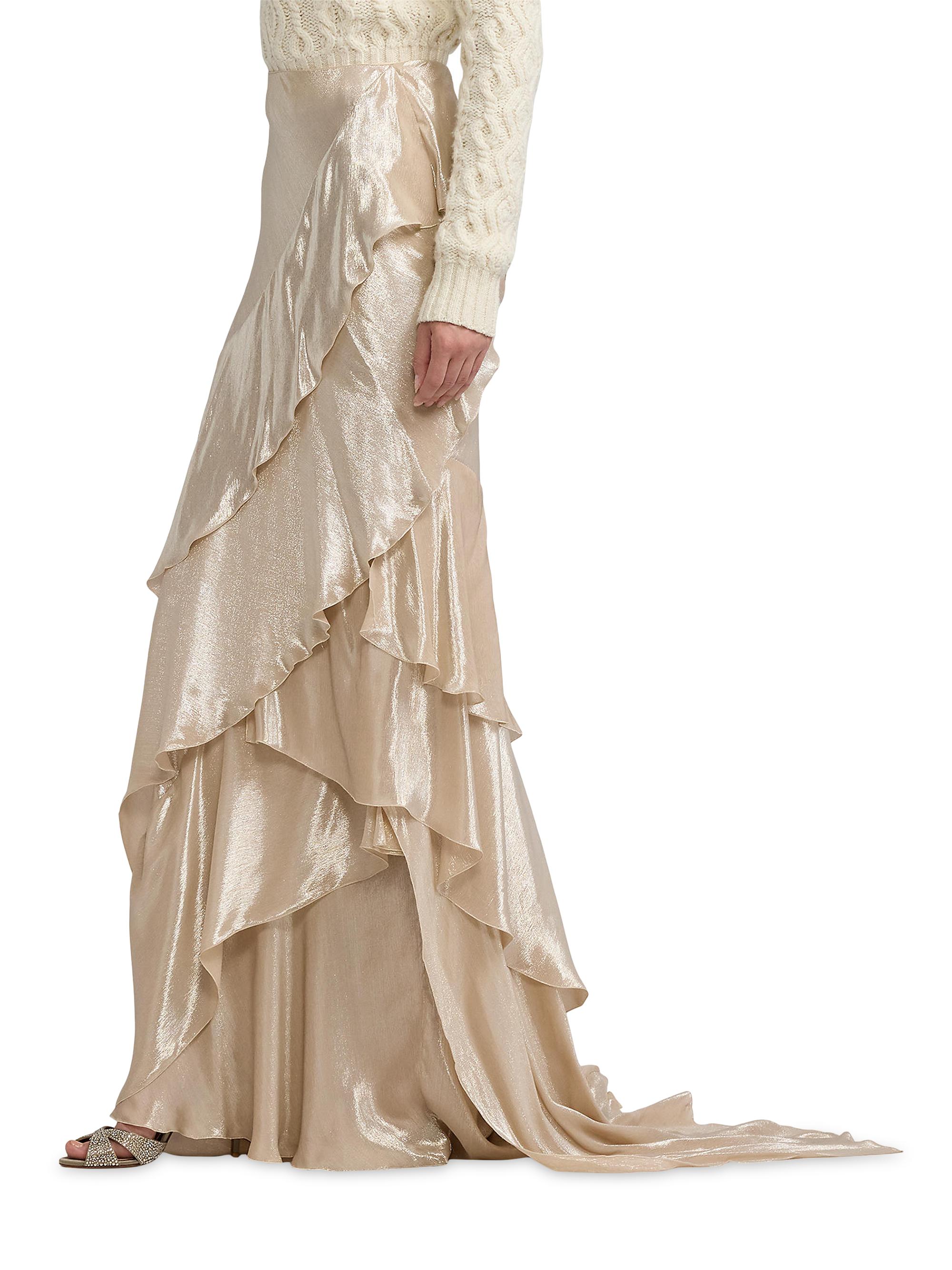 Ralph Lauren Collection Neeva Metallic Ruffle Maxi Skirt | Saks