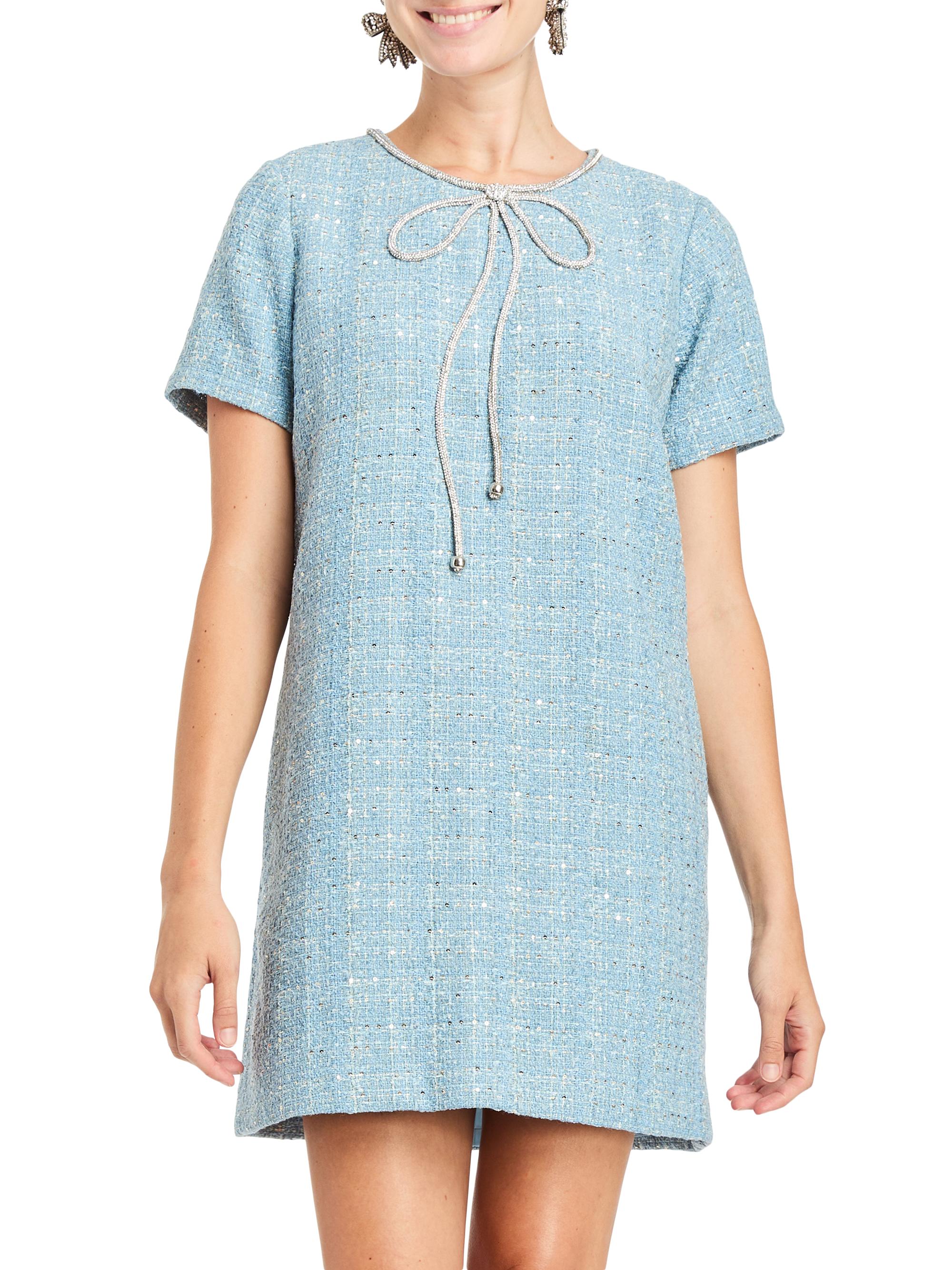 Mestiza New York Women's Ainslee Tweed Shift Minidress - Periwinkle