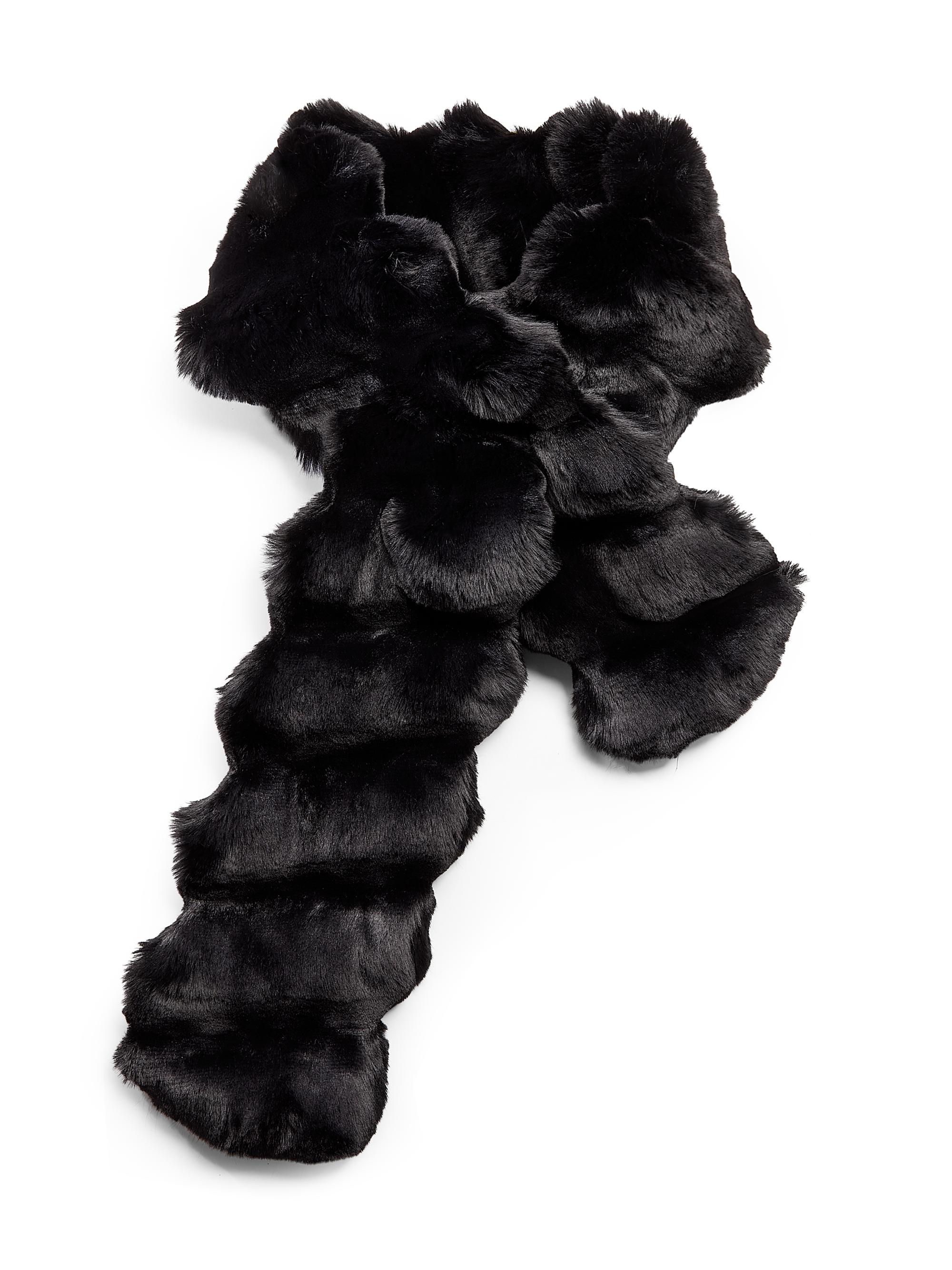 Theia Women's Faux Chinchilla Pull-Through Scarf - Black Chinchilla