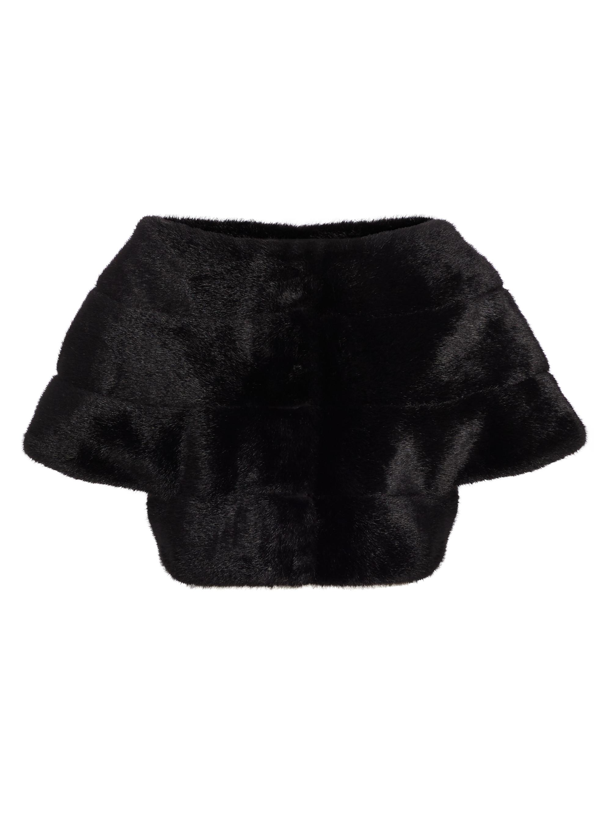 Theia Women's Faux Fur Off-The-Shoulder Capelet - Black