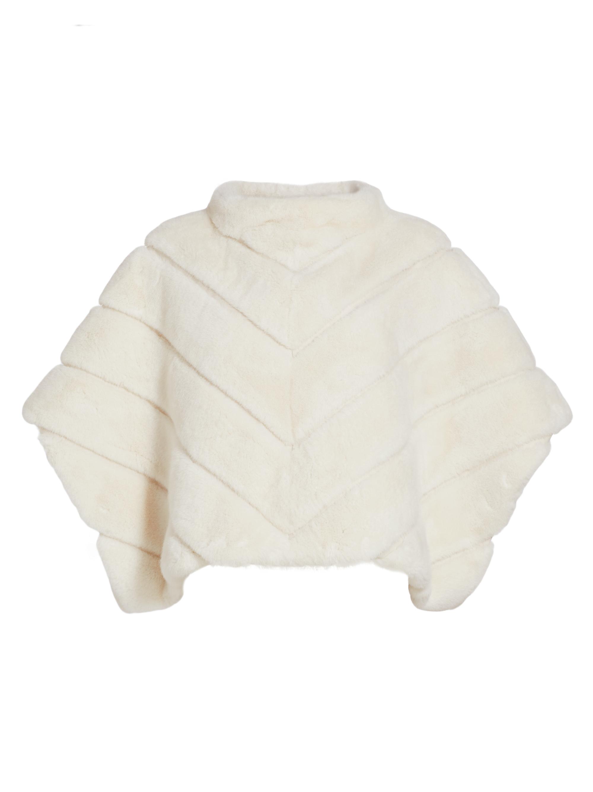 Theia Women's Faux-Fur Mink Cape - White