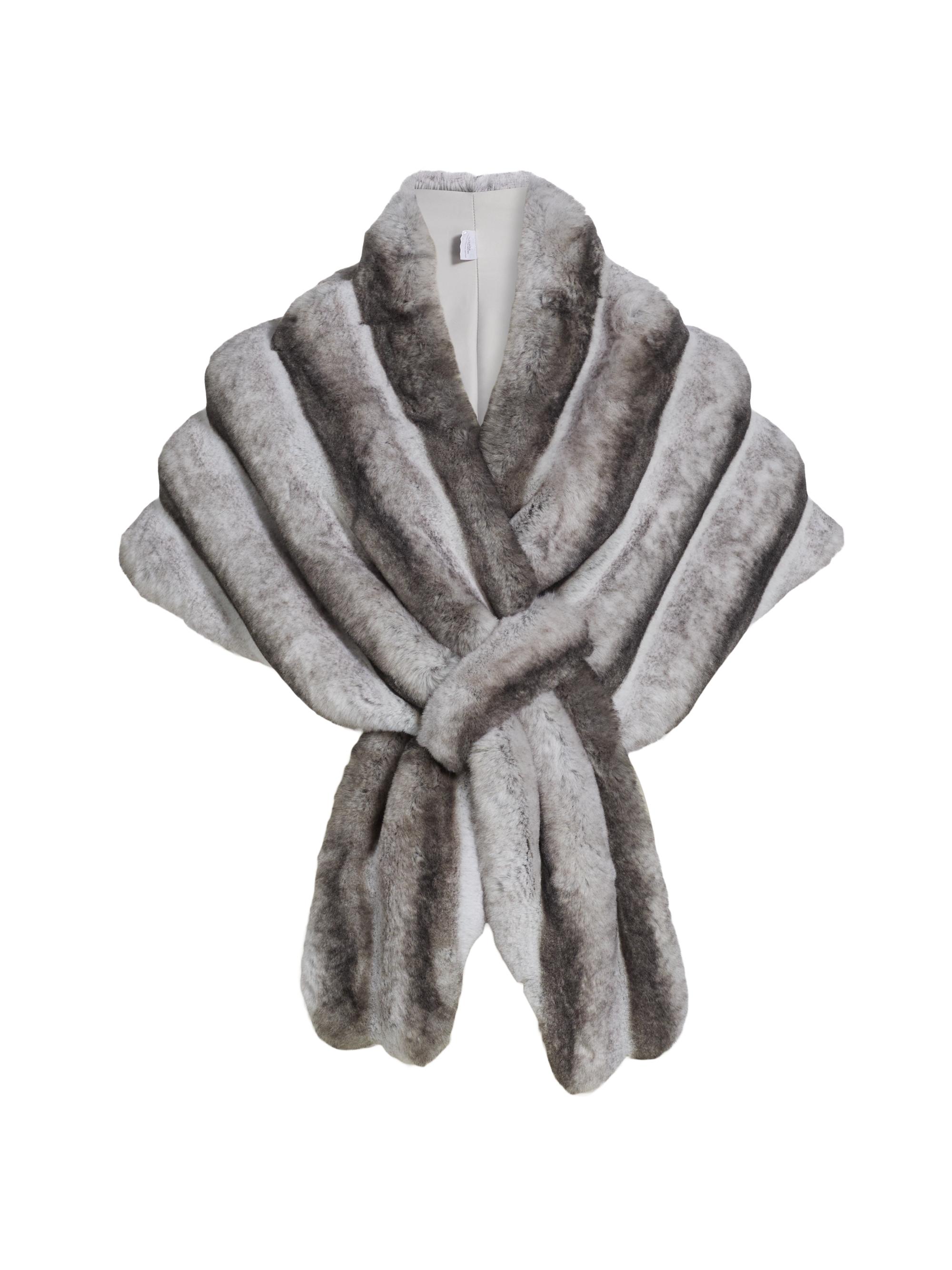 Theia Women's Faux Fur Draped Stole - Gray Chinchilla - Women's Accessories