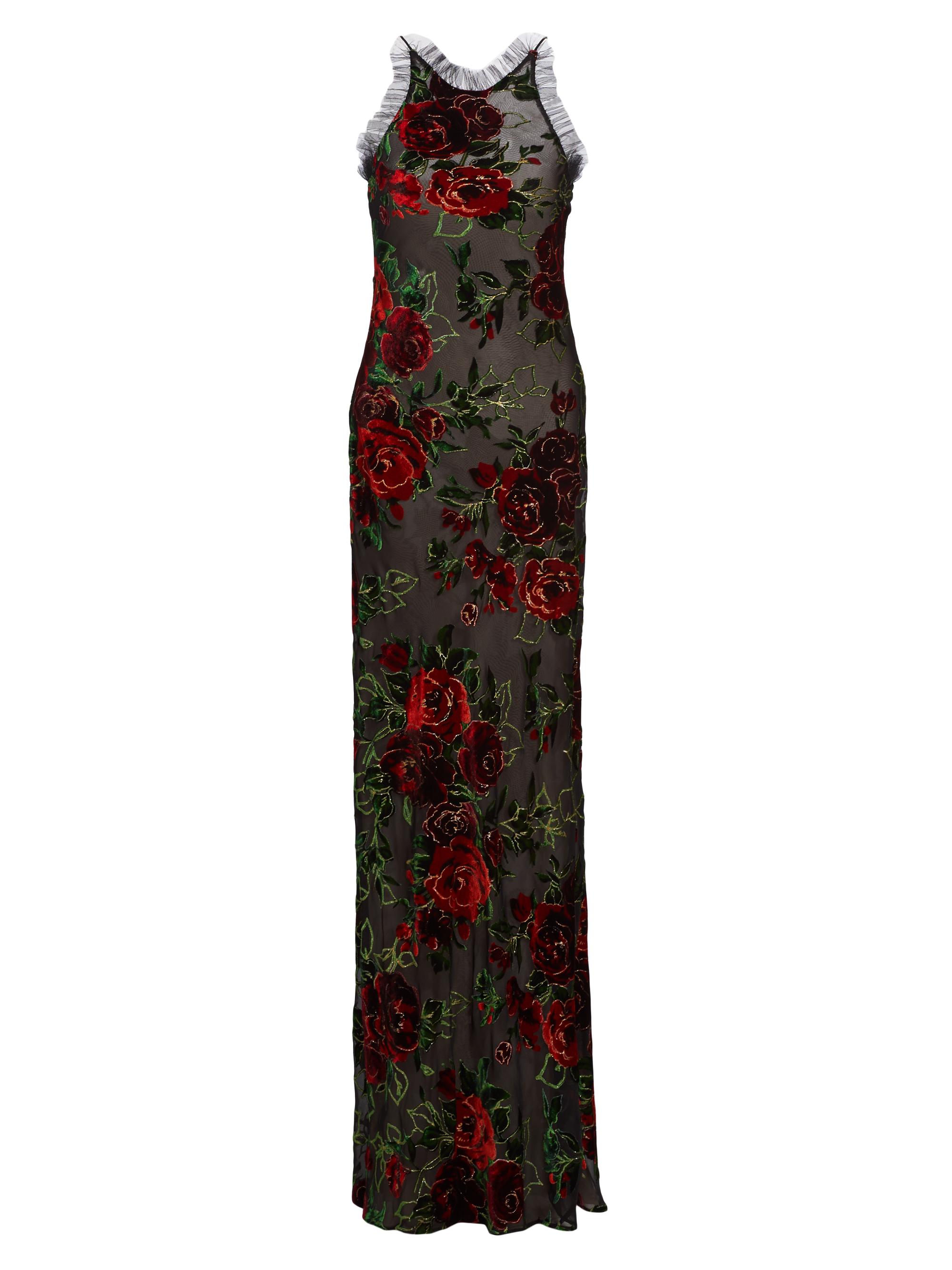 Rodarte Women's Red Rose Velvet Devoré Gown - Black