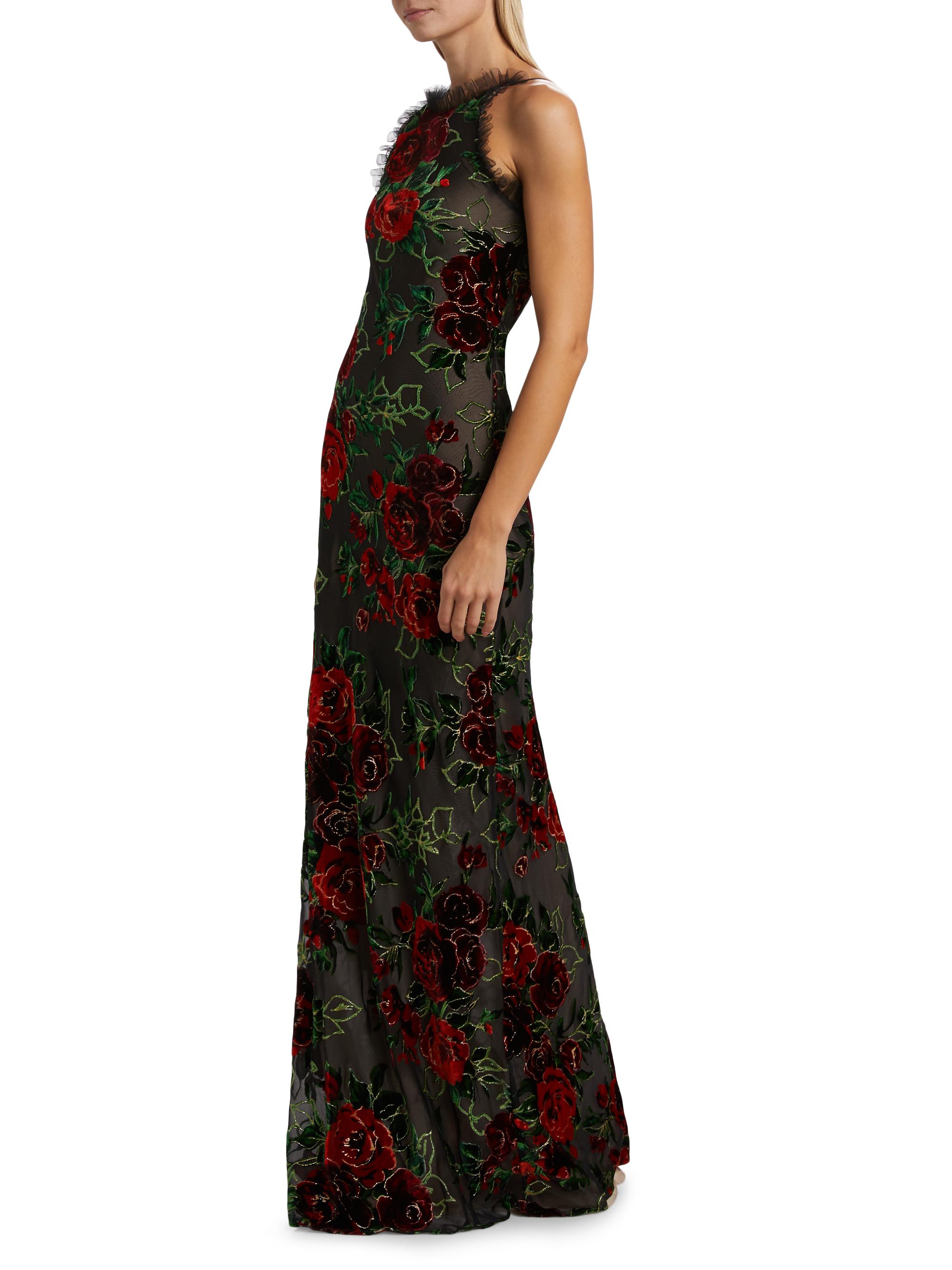 open lace back dress Happy Clothing Red Rose One-Shoulder Maxi Dress in Red main image 1
