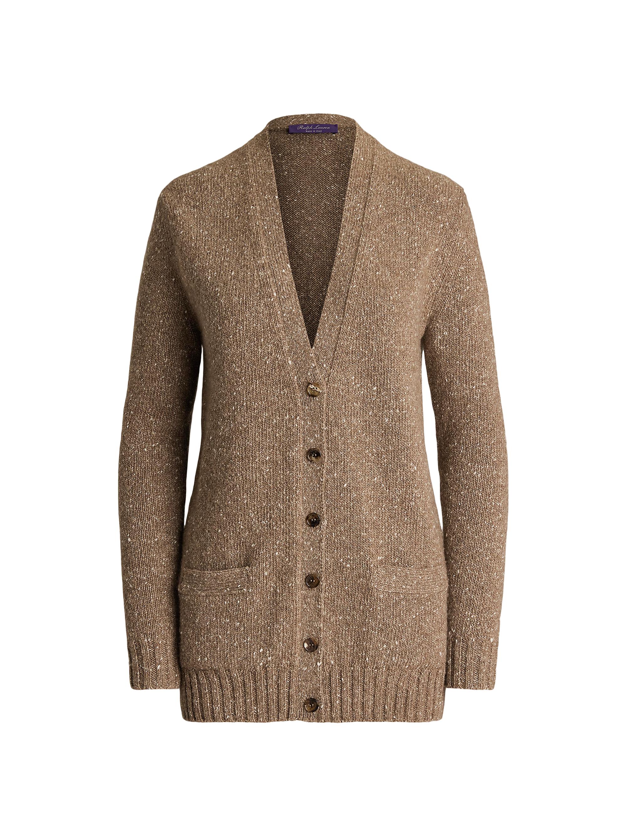 Ralph Lauren Collection Women's Cashmere Donegal Cardigan - Light Truffle Donegal
