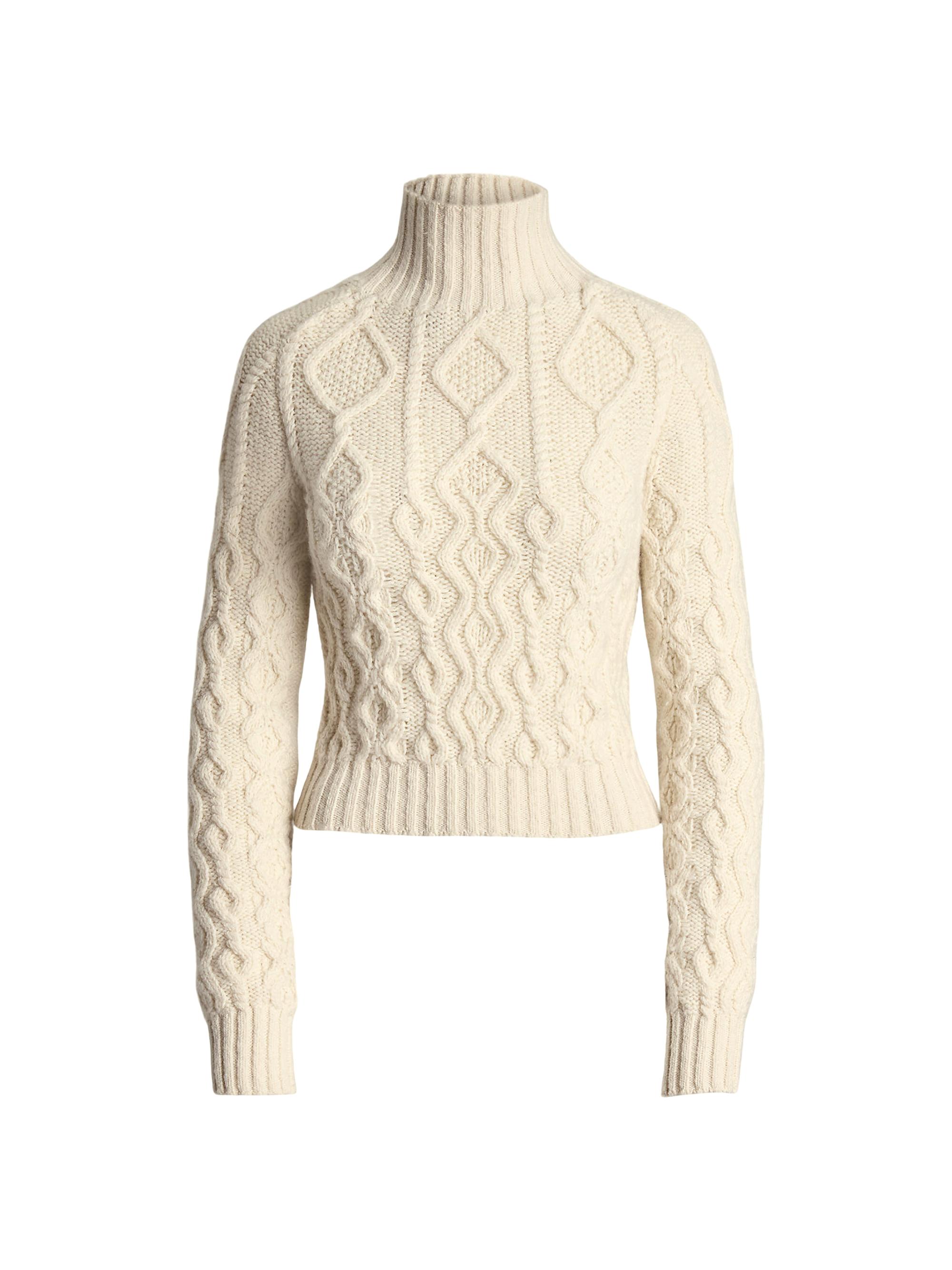 Ralph Lauren Collection Women's Cashmere Aran-Knit Sweater - Classic Cream