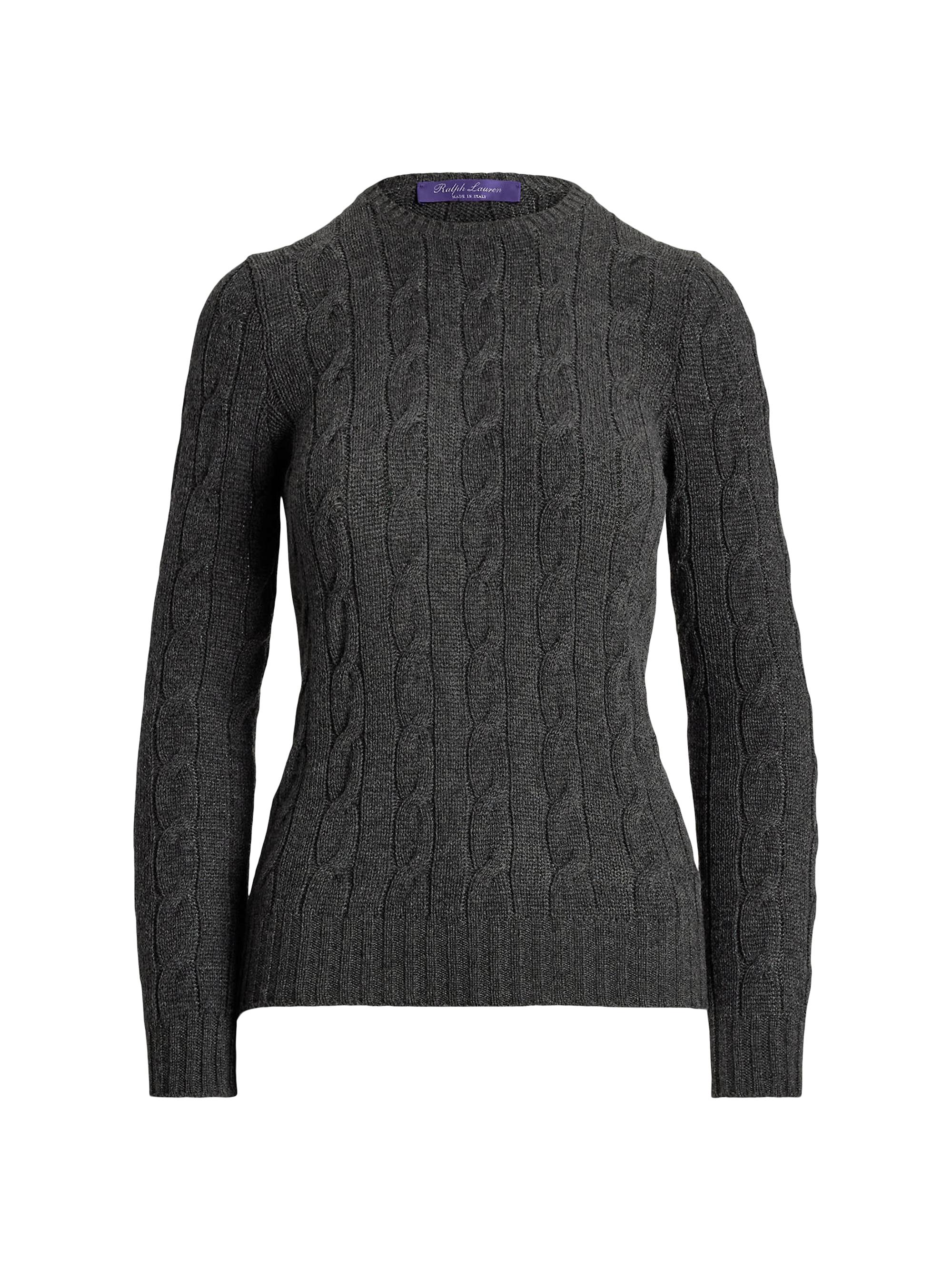 Ralph Lauren Collection Women's Cashmere Cable-Knit Sweater - Medium Grey Melange