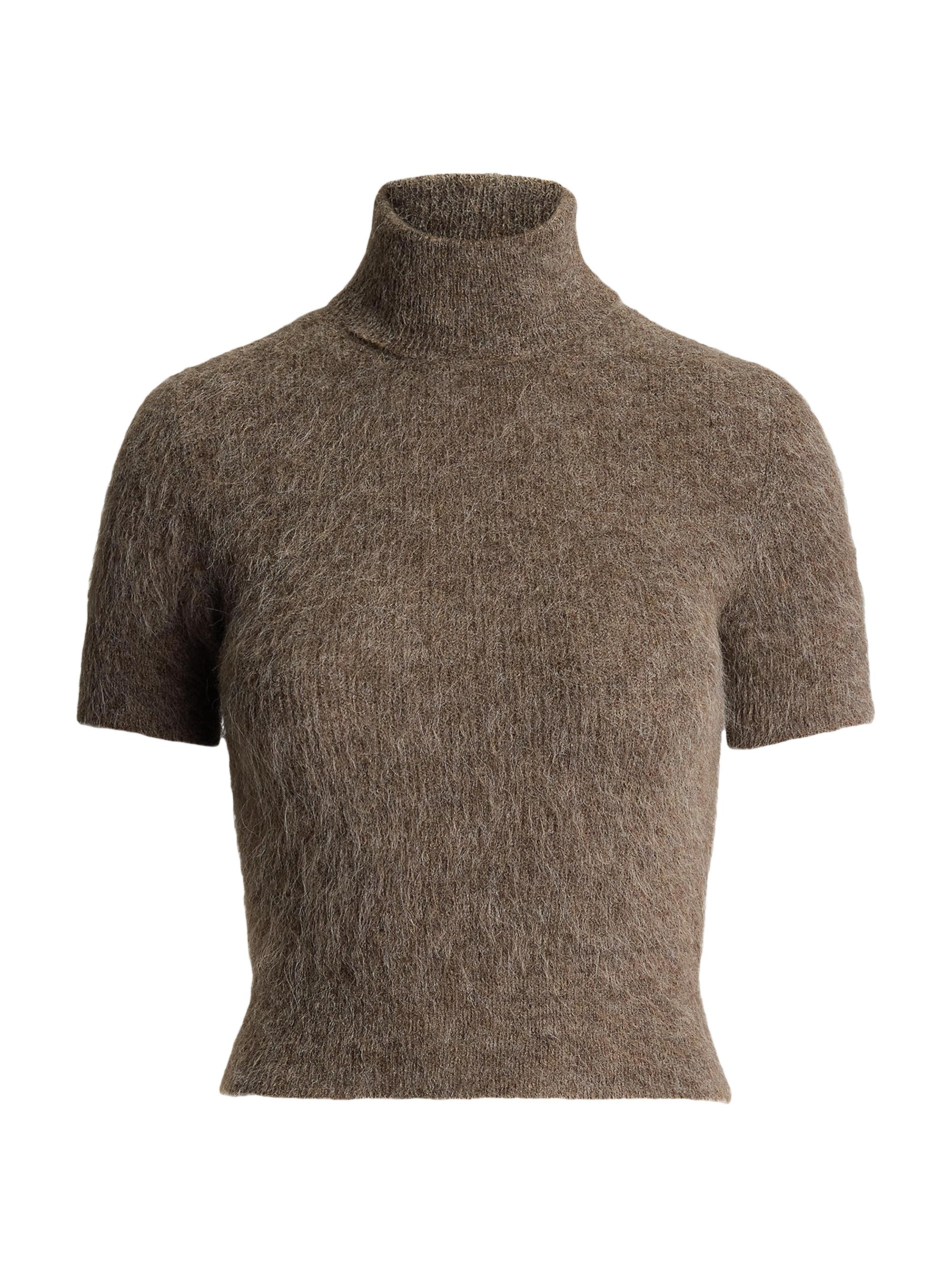 Ralph Lauren Collection Women's Wool-Blend Turtleneck Short-Sleeve Sweater - Taupeheather