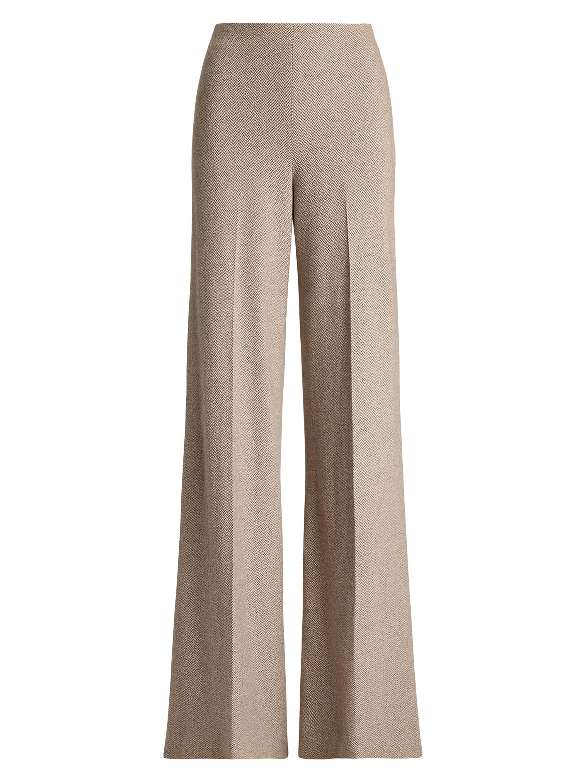 Ralph Lauren Collection Women's Isaiah Herringbone Wool-Silk Wide-Leg Trousers - Taupemelangebeige
