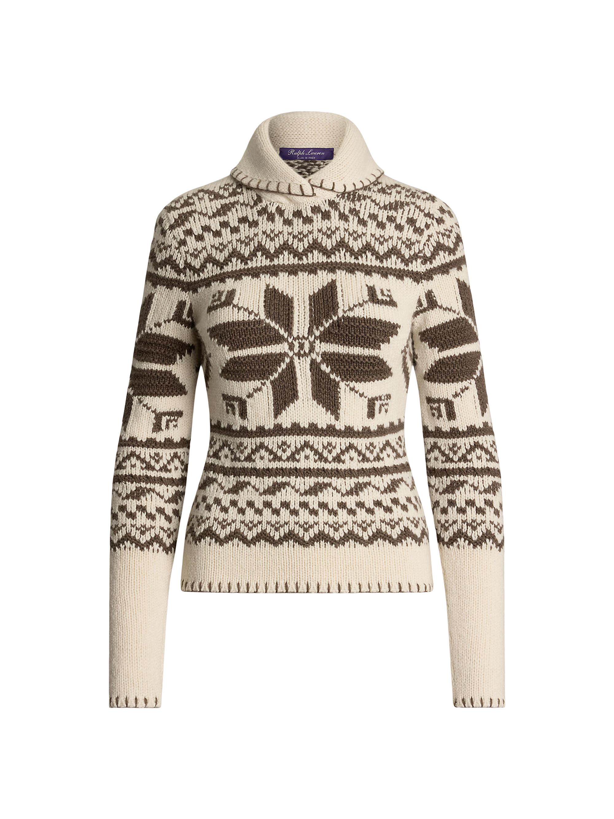 Ralph Lauren Collection Women's Fair Isle Cashmere Shawl-Collar Sweater - Classic Cream
