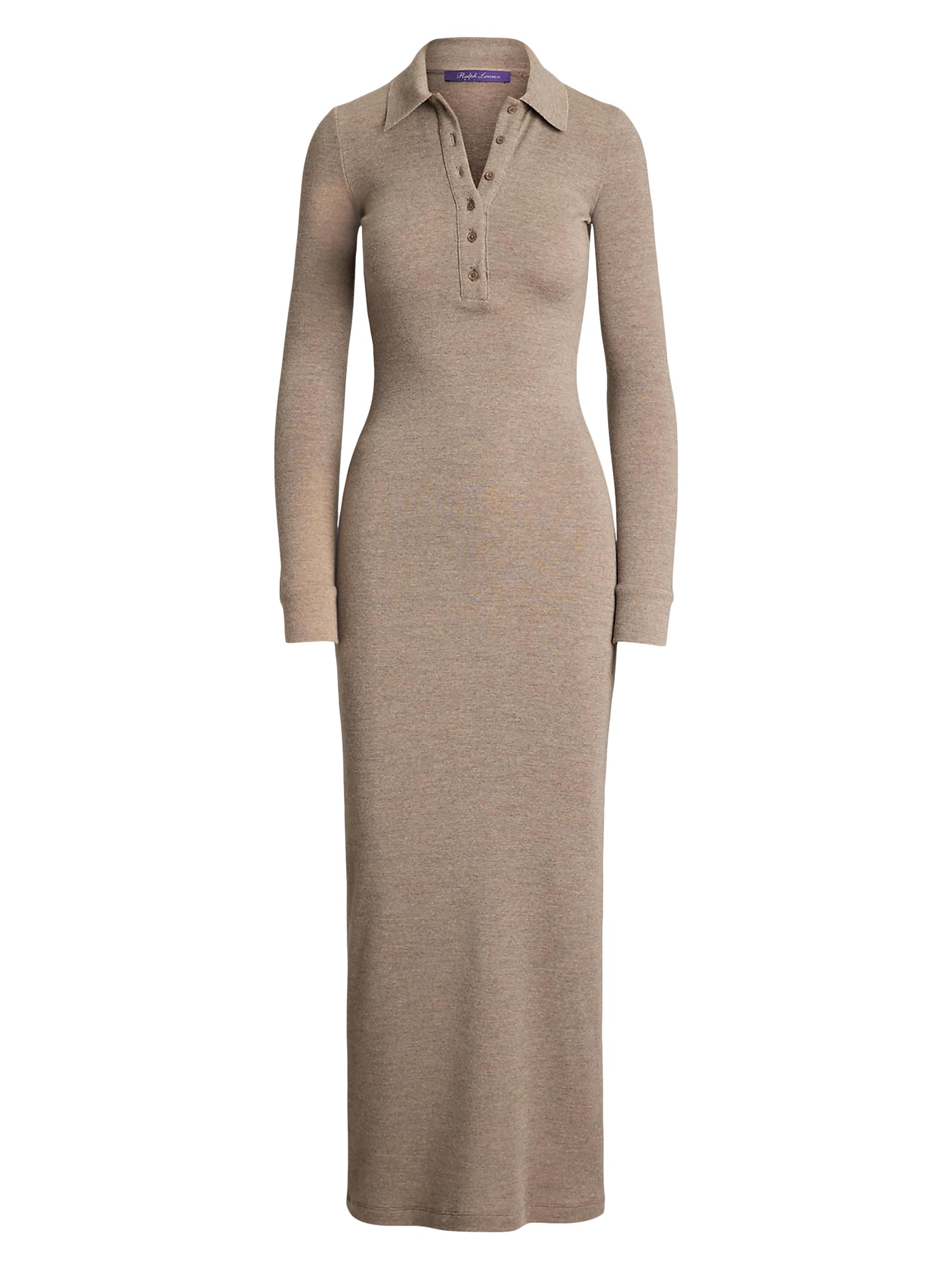 Ralph Lauren Collection Women's Melange Wool Polo Midi-Dress - Truffle