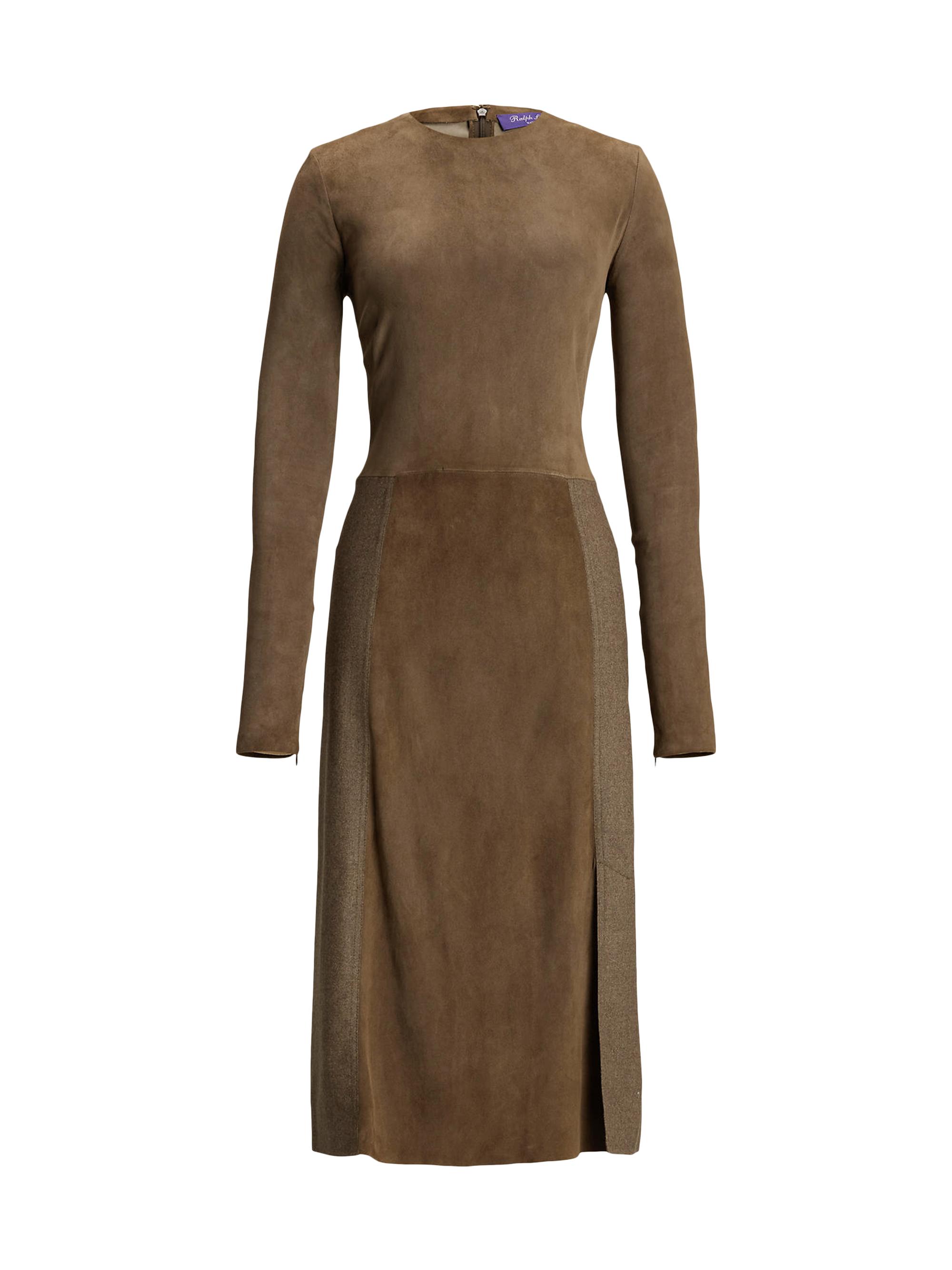 Ralph Lauren Collection Women's Suede & Wool Pencil Dress - Taupe