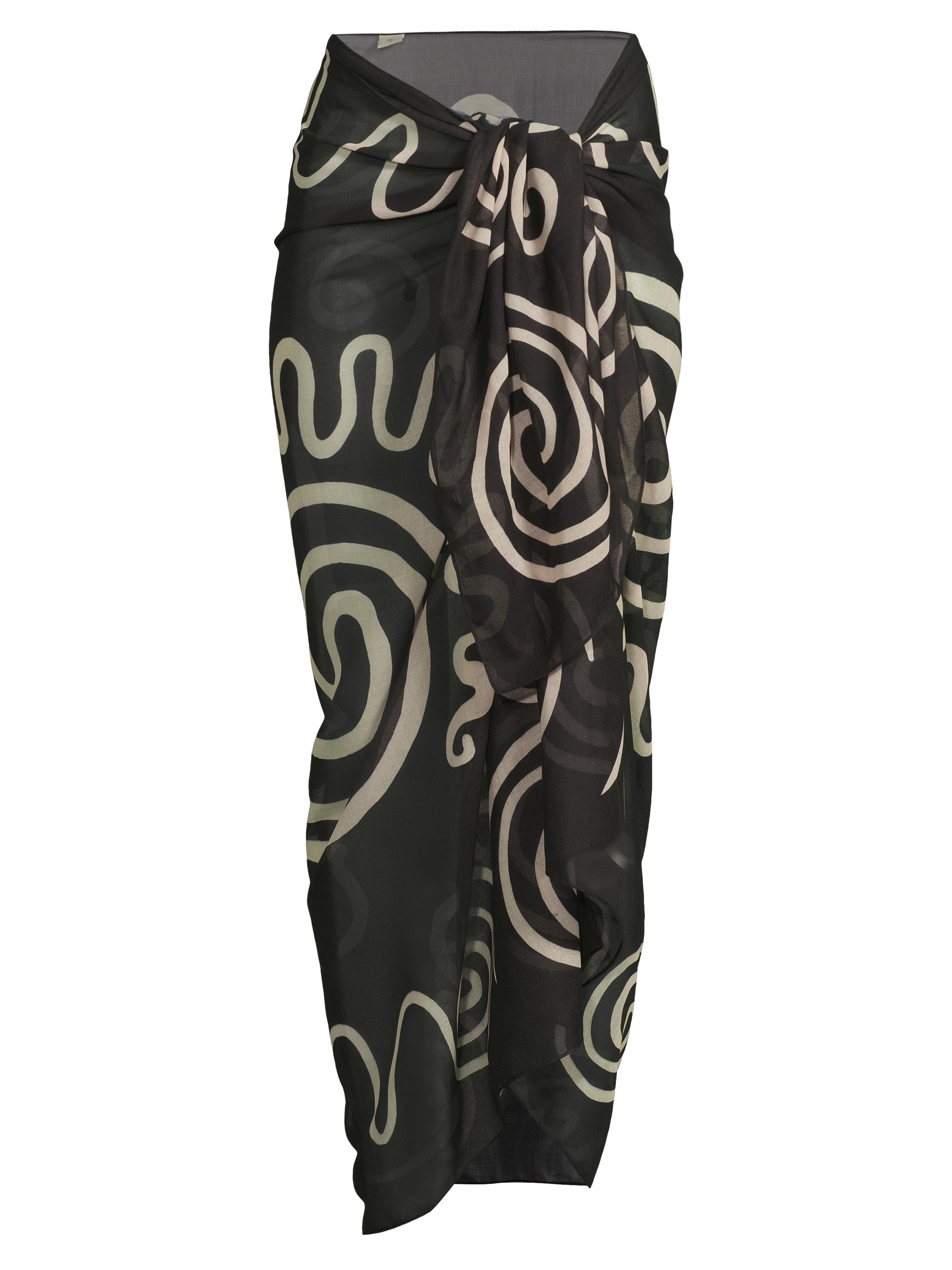 Cala de la Cruz Women's Luana Abstract Sarong - Black Cream