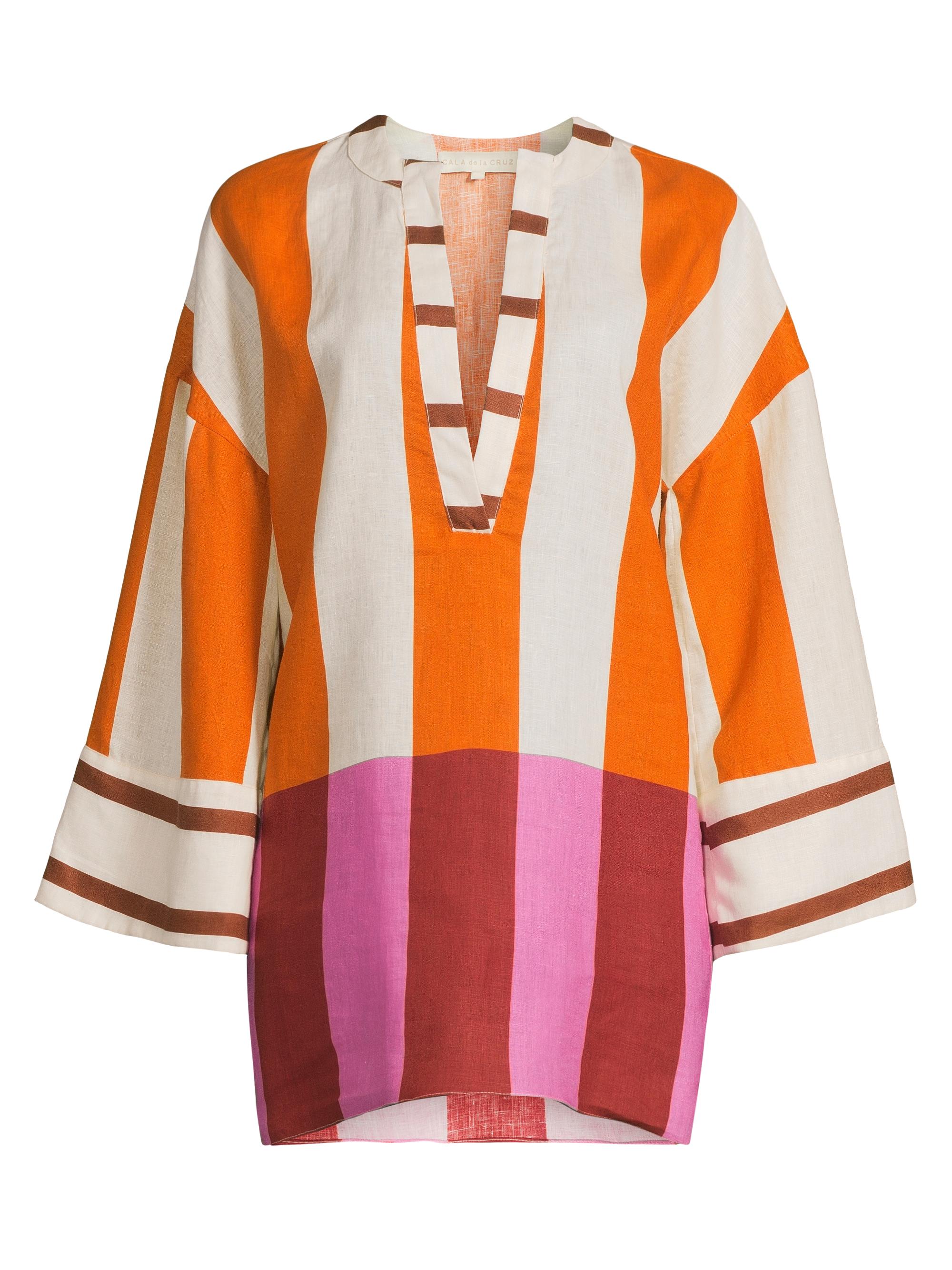 Cala de la Cruz Women's Siena Abstract Linen Minidress - Bengal Multi