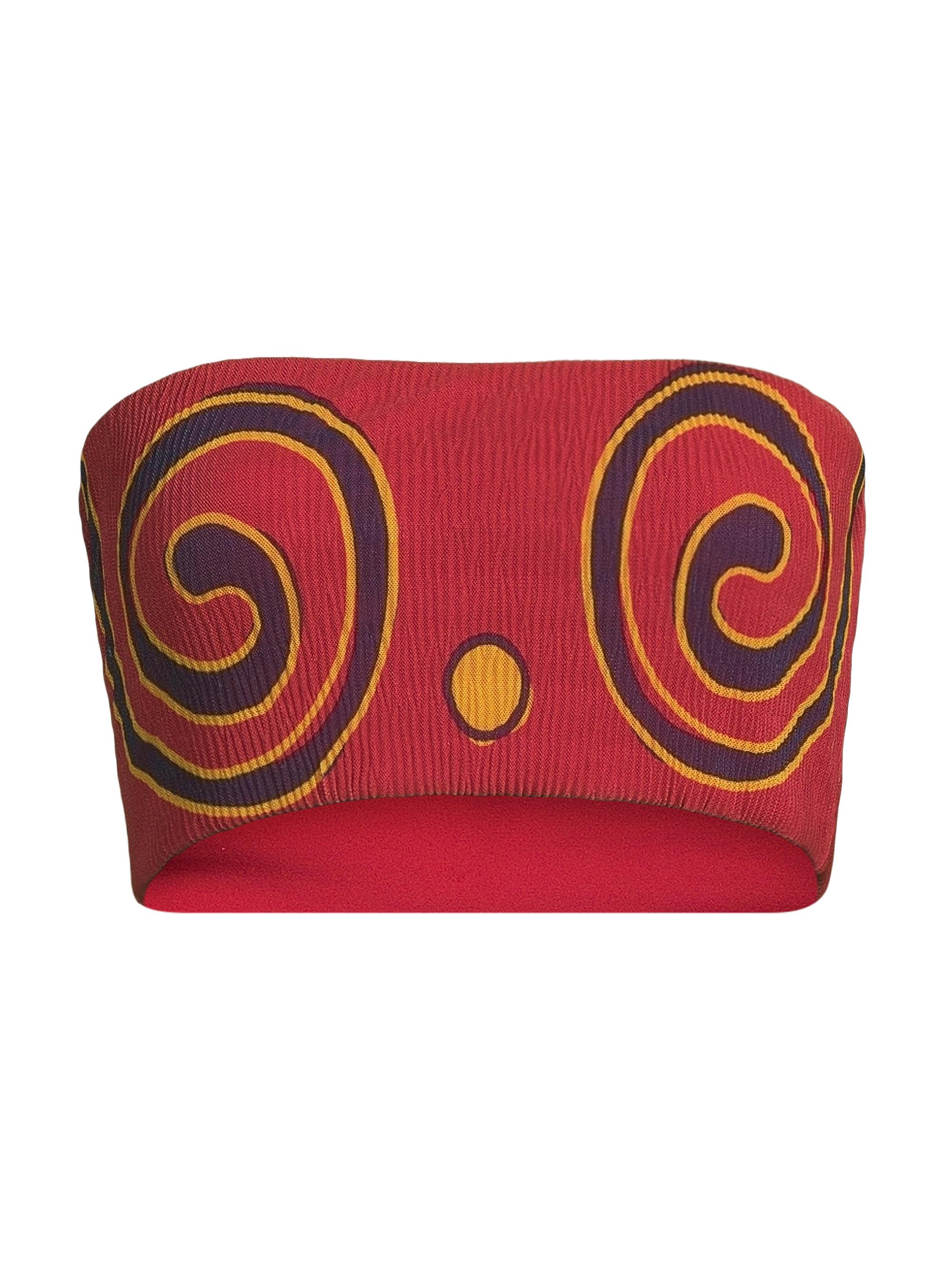 Cala de la Cruz Women's Odessa Abstract Bandeau Top - Scarlet Multi