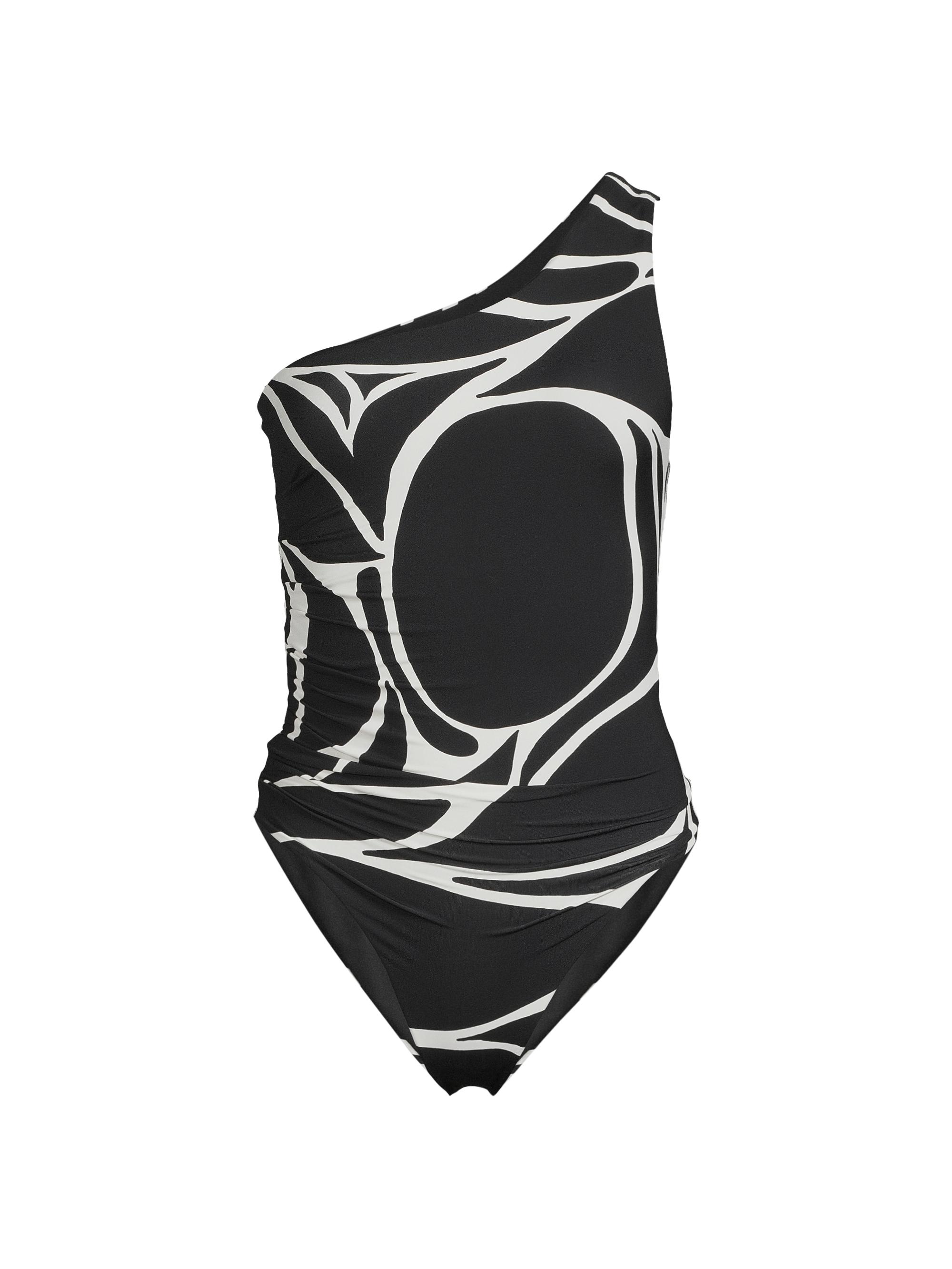 Cala de la Cruz Women's Porto Abstract One-Piece Swimsuit - Black White
