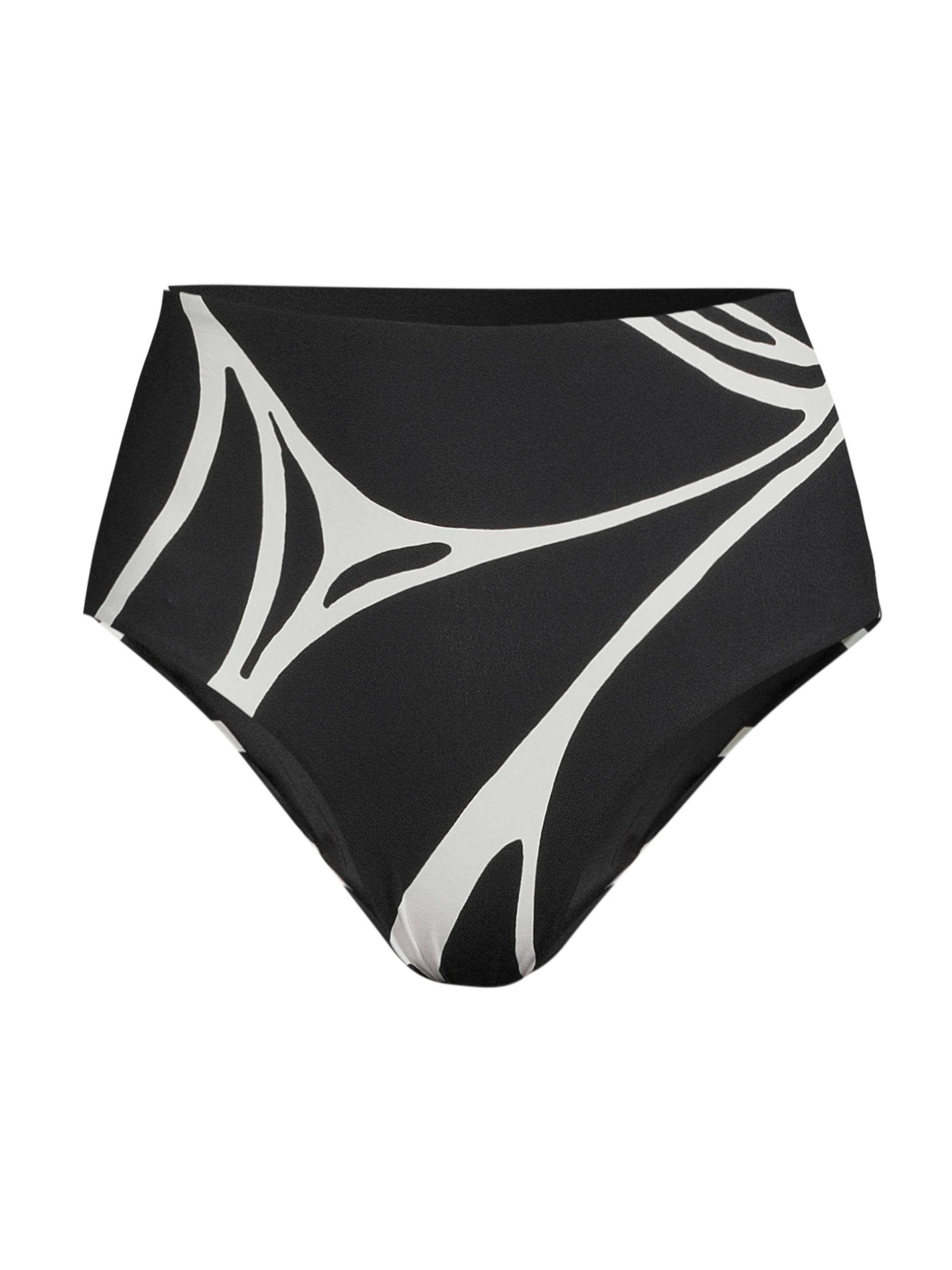 Cala de la Cruz Women's Elisa Abstract High-Rise Bikini Bottoms - Black White