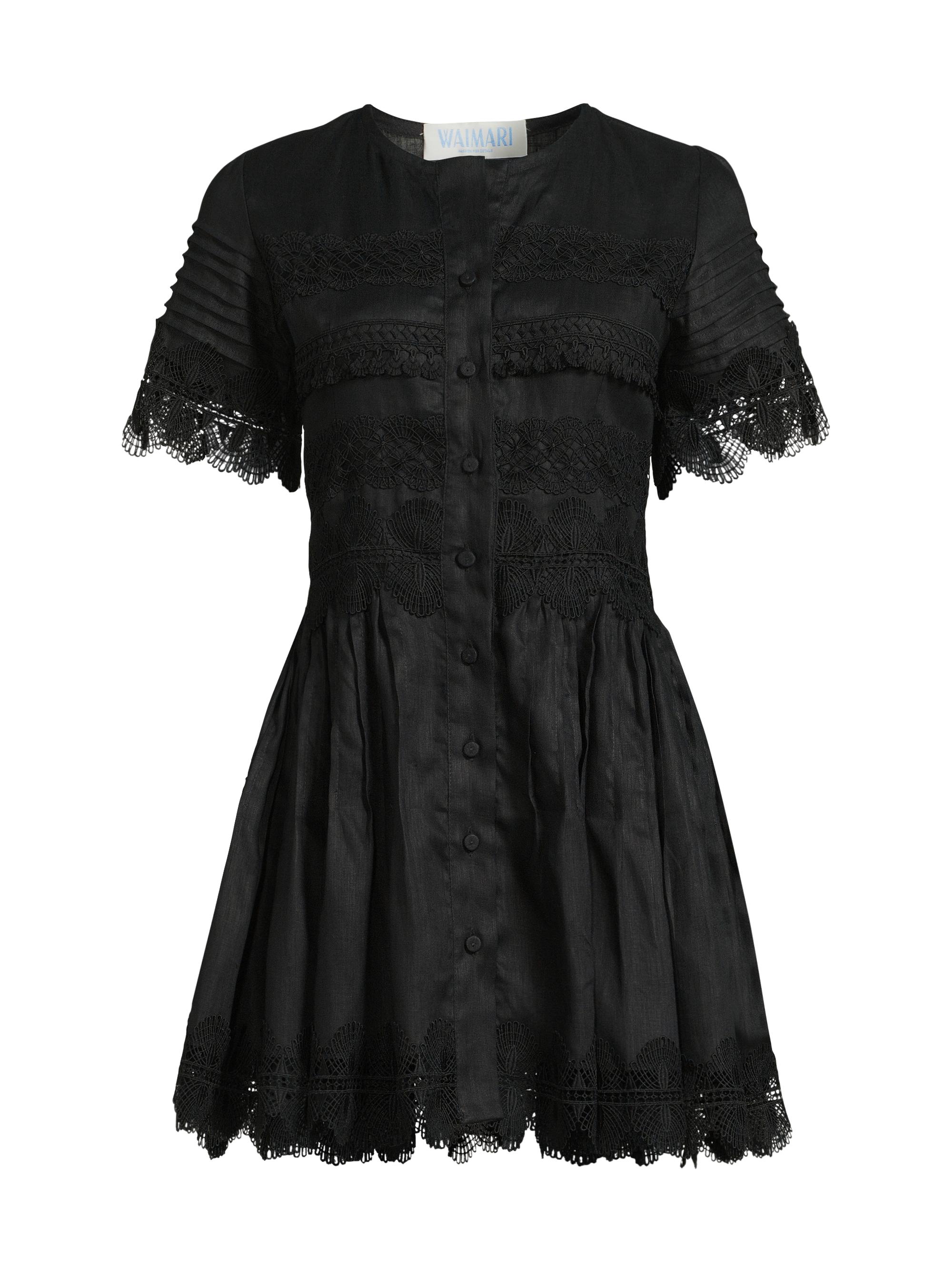 Waimari Women's Core Violetta Linen Minidress - Black