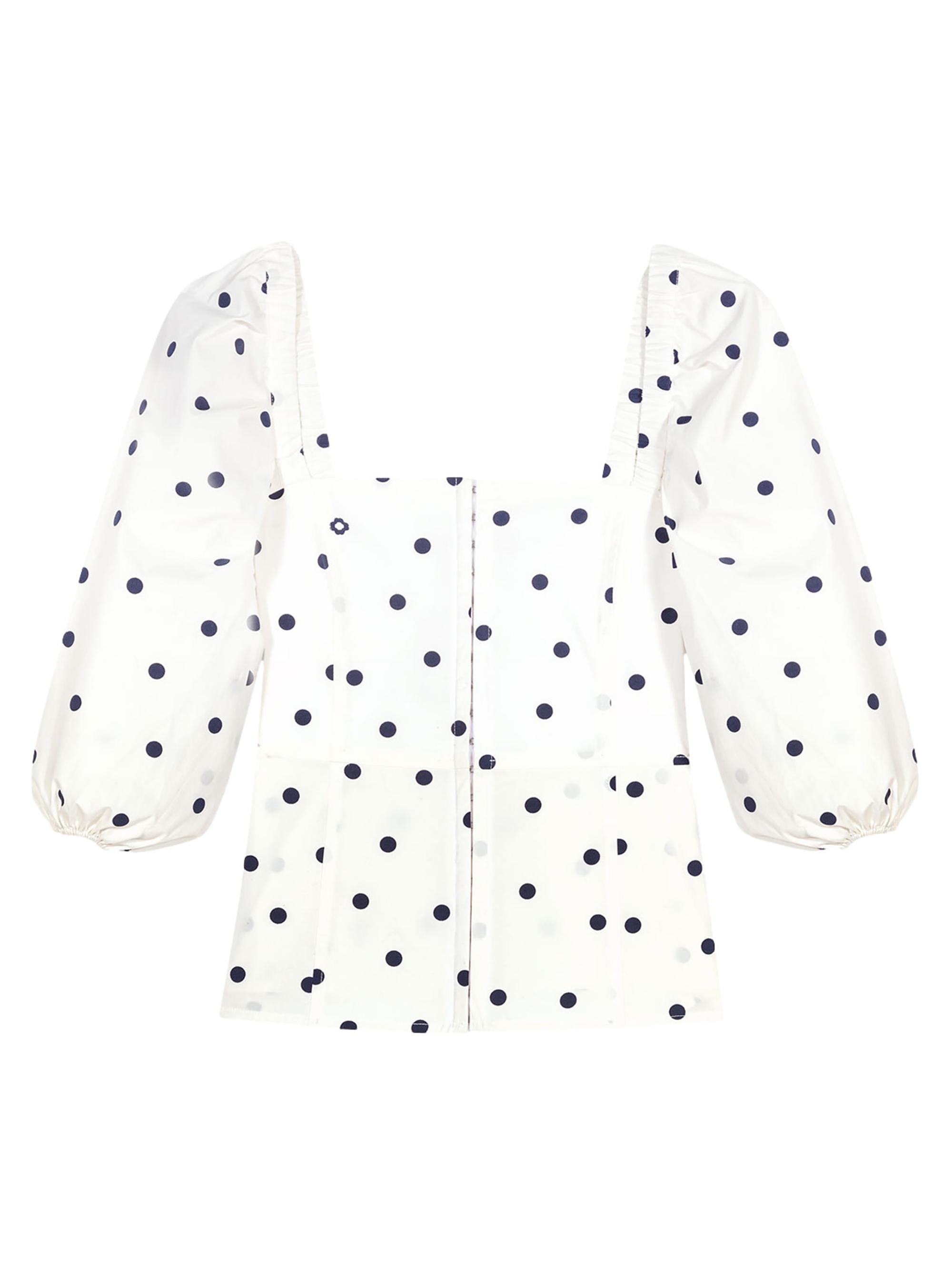 Maje Women's Puff Sleeved Top - Navy White