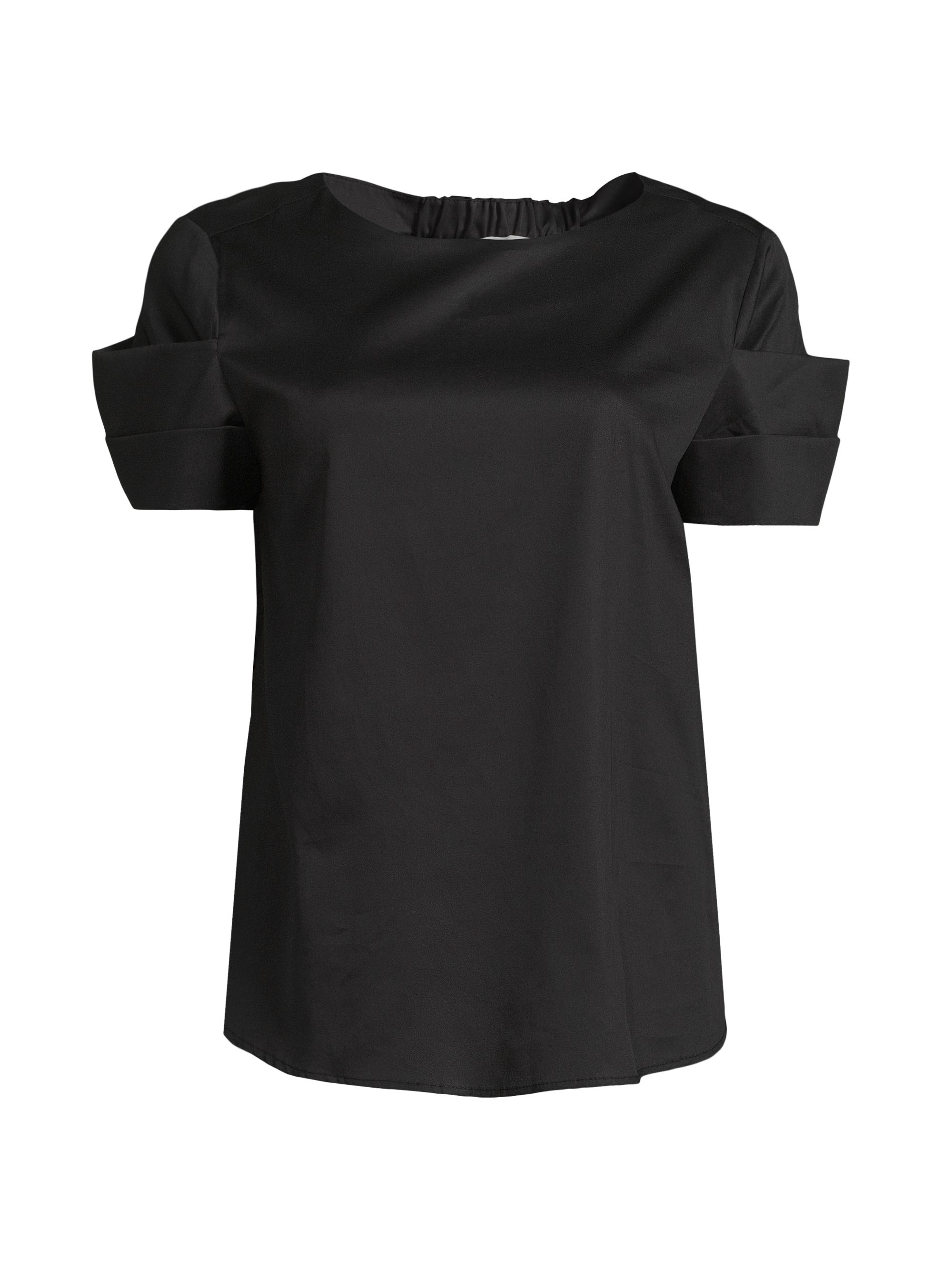 Harshman Women's Samara Cotton Short-Sleeve Blouse - Black