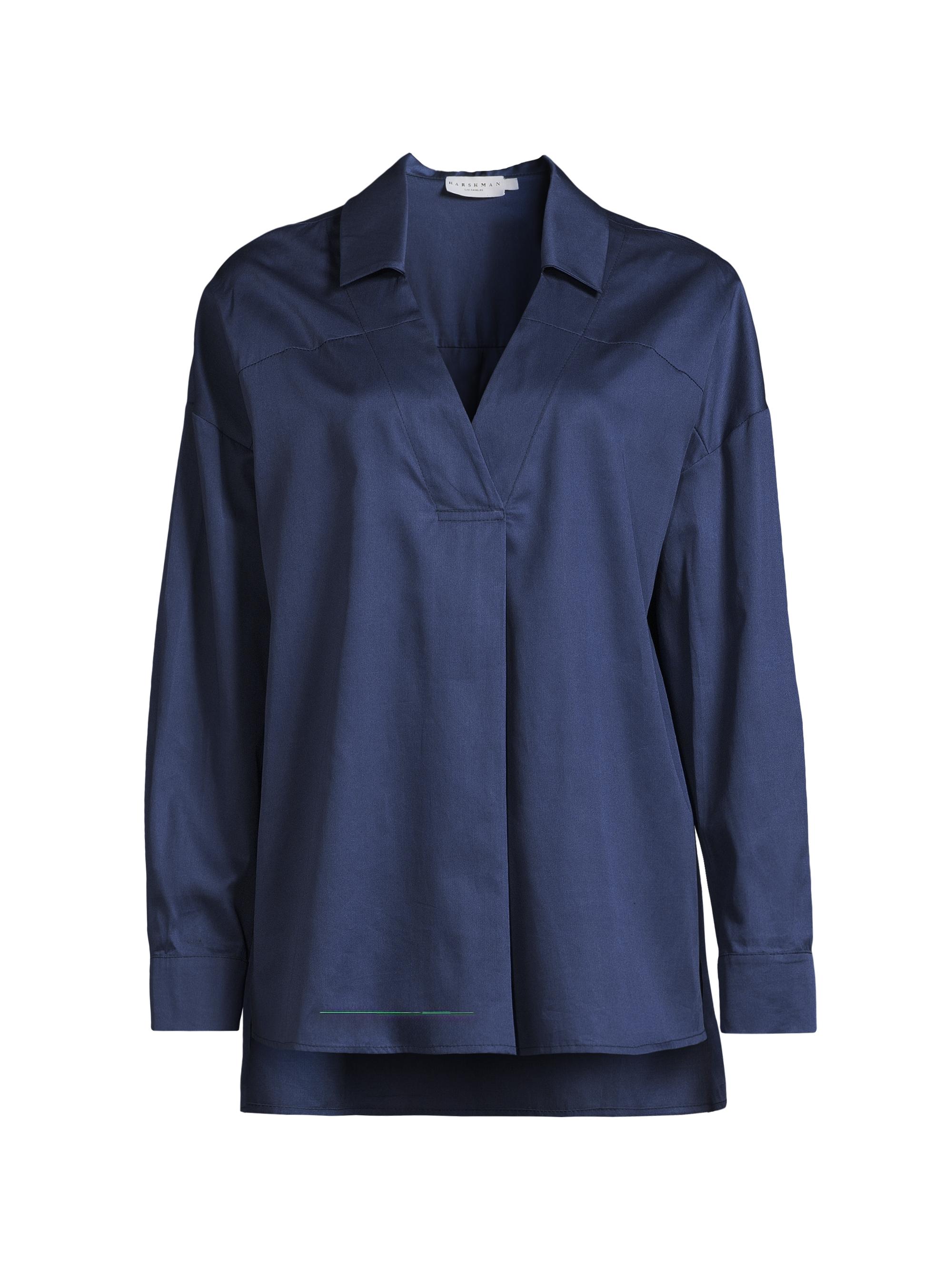 Harshman Women's Nyah Cotton Johnny-Collar Tunic - Indigo Blue
