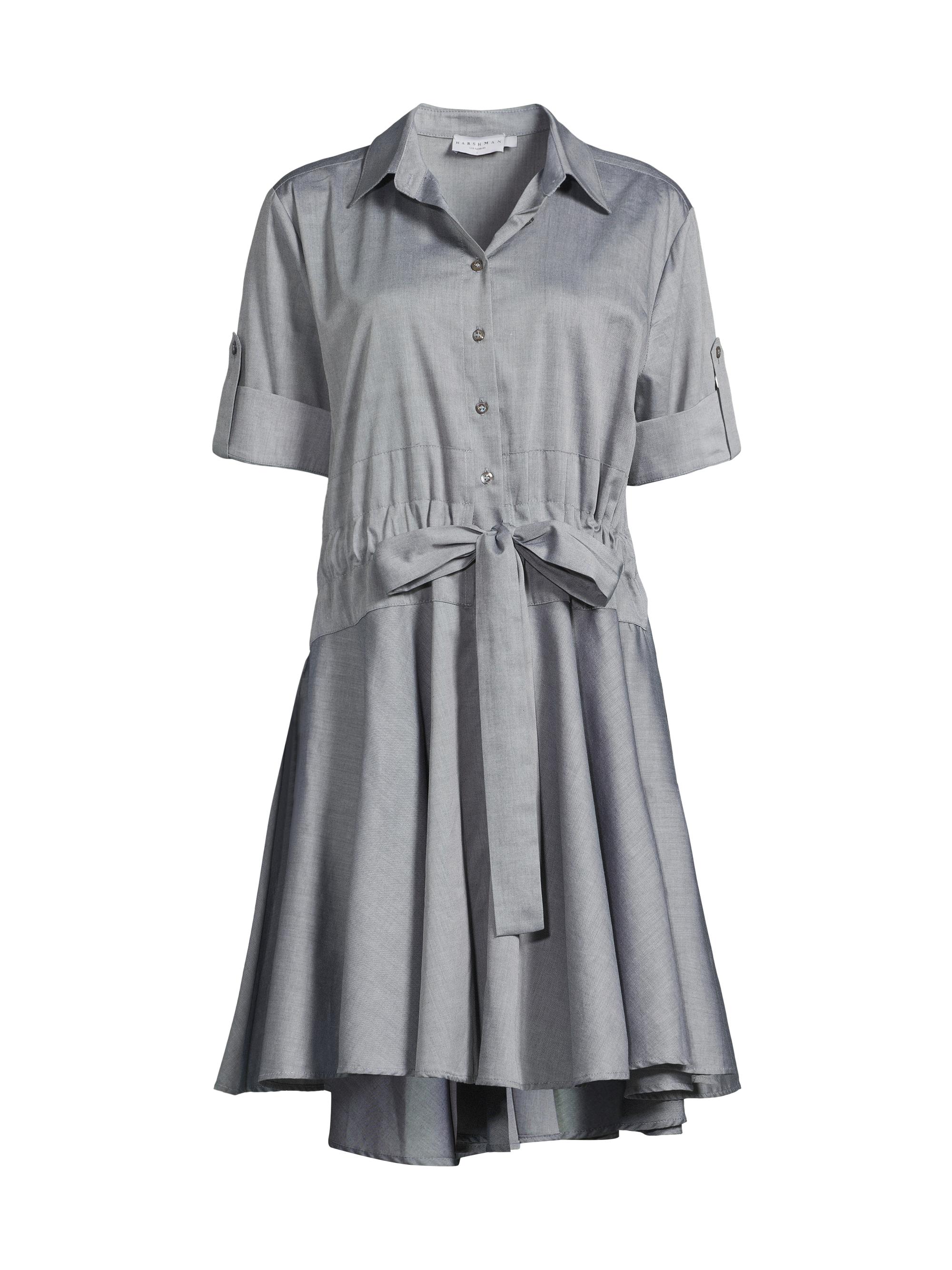 Harshman Women's Meadow Cotton Tie-Waist Shirtdress - Grey