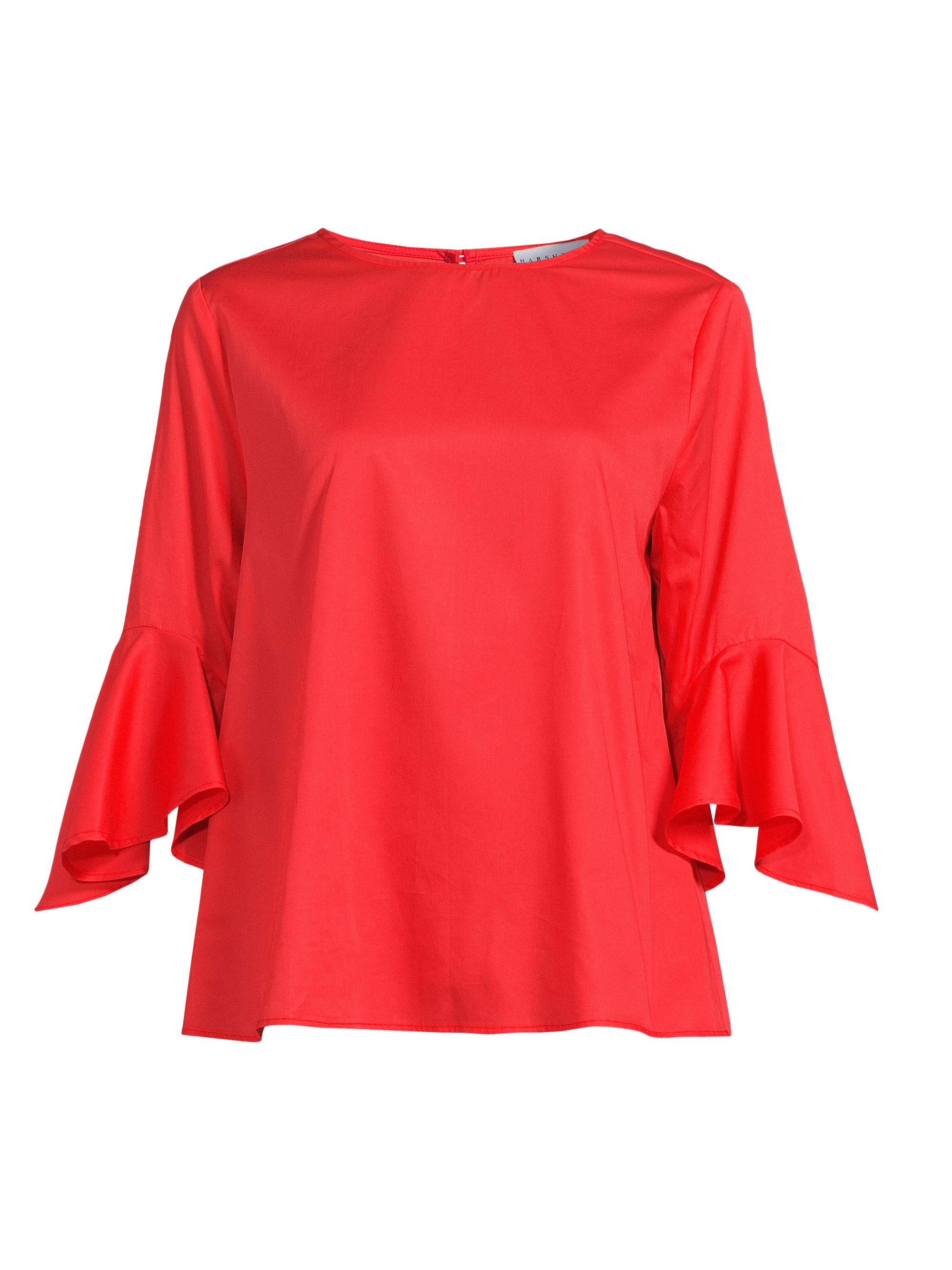 Harshman Women's Malena Cotton Long-Sleeve Blouse - Poppy Red