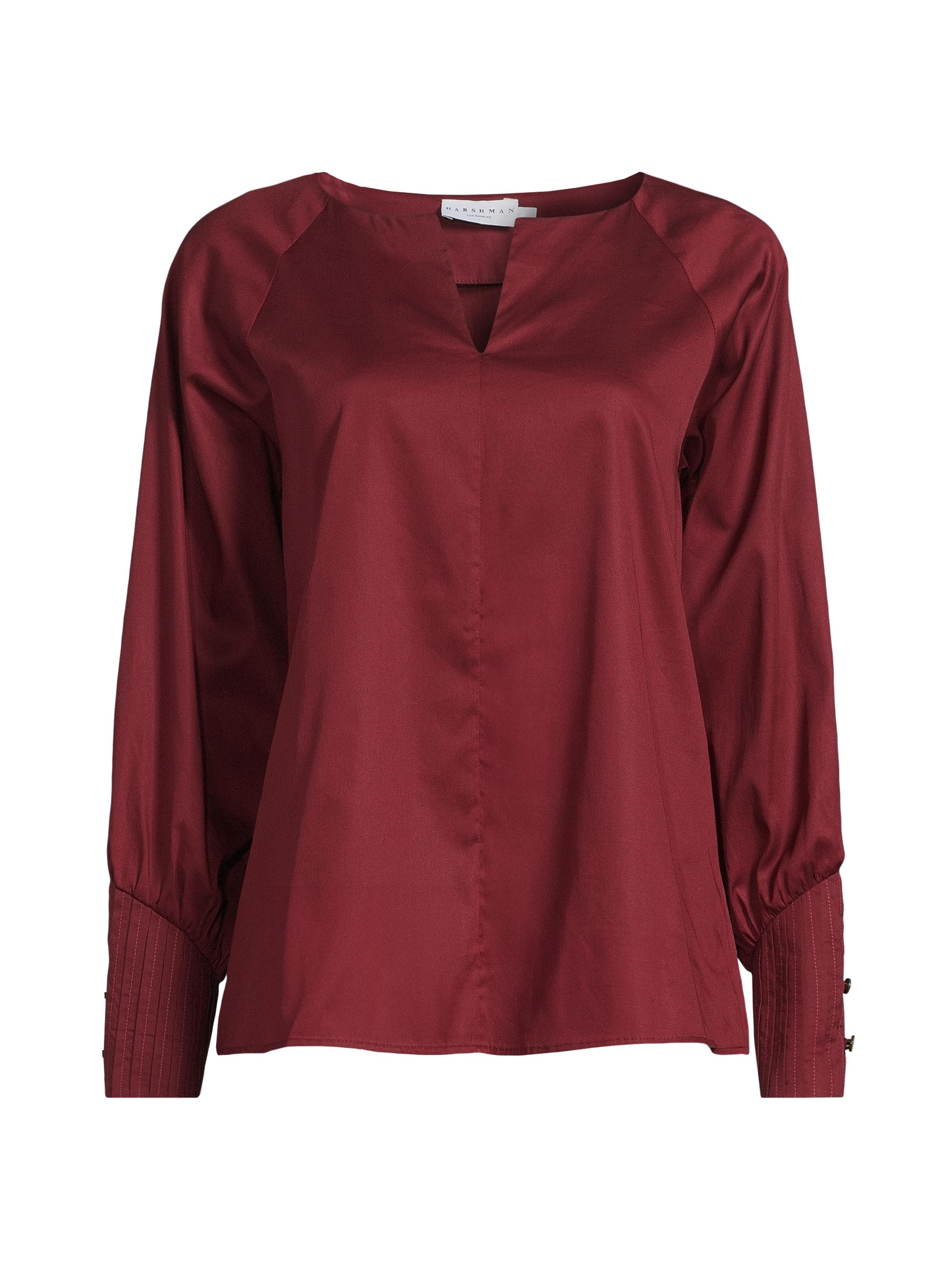 Harshman Women's Cerys Cotton V-Neck Blouse - Burgundy
