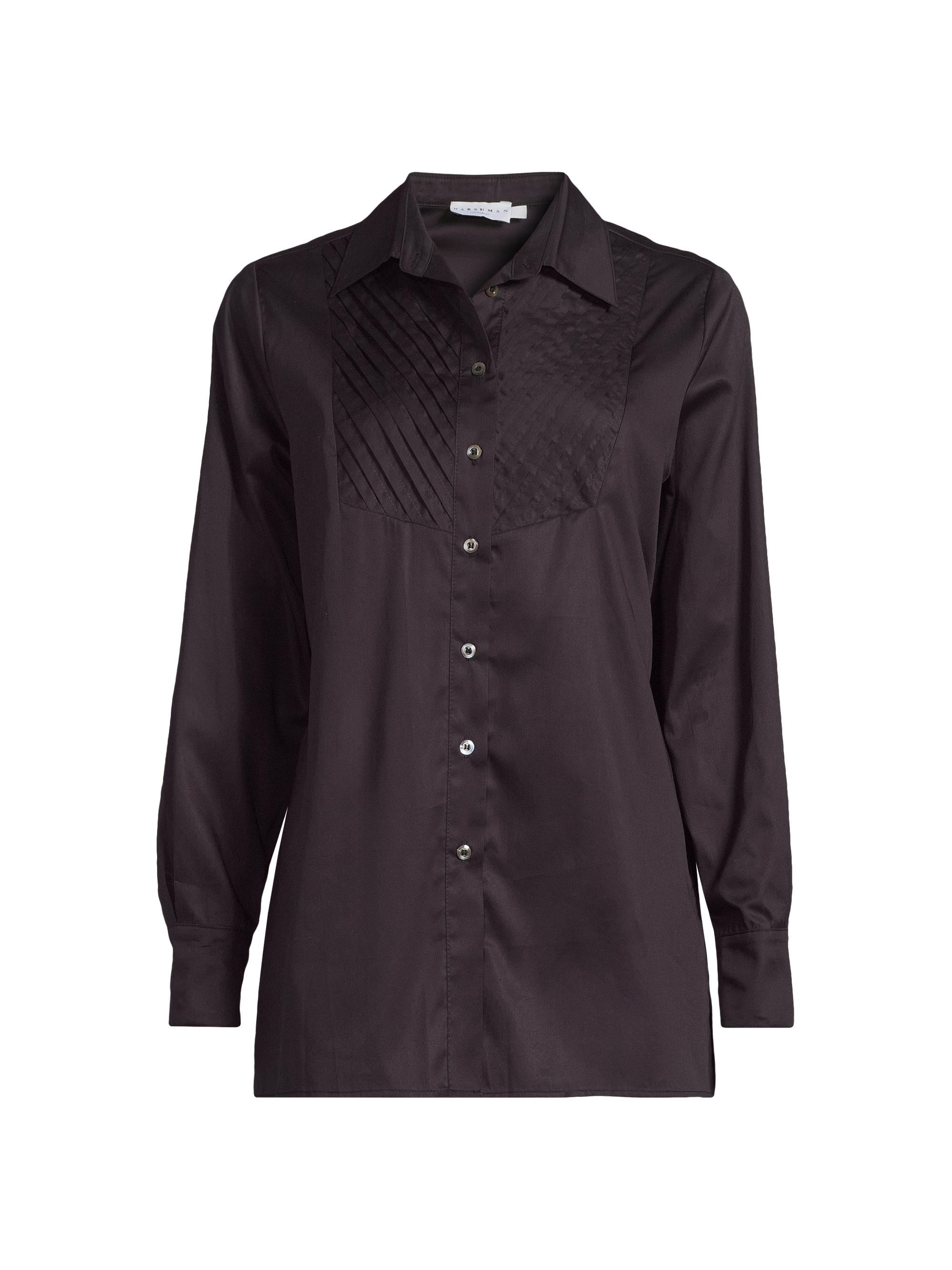 Harshman Women's Kaliyah Pleated Cotton Shirt - Black