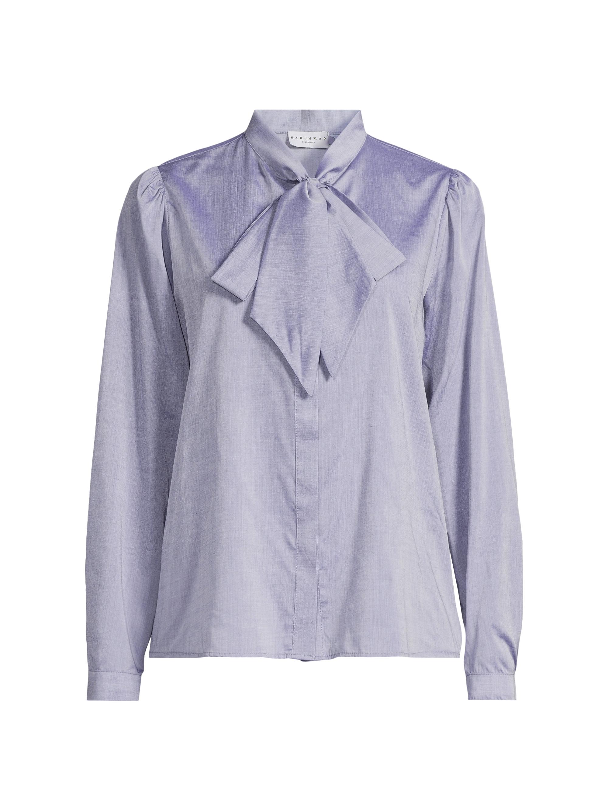 Harshman Women's Aveline Satin Tieneck Blouse - Ice Blue
