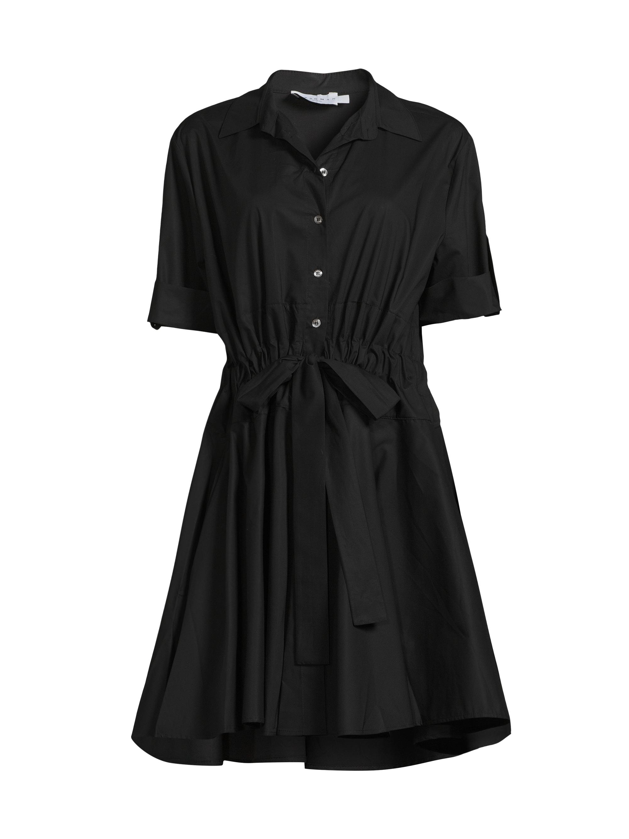 Harshman Women's Meadow Cotton Tie-Waist Shirtdress - Black