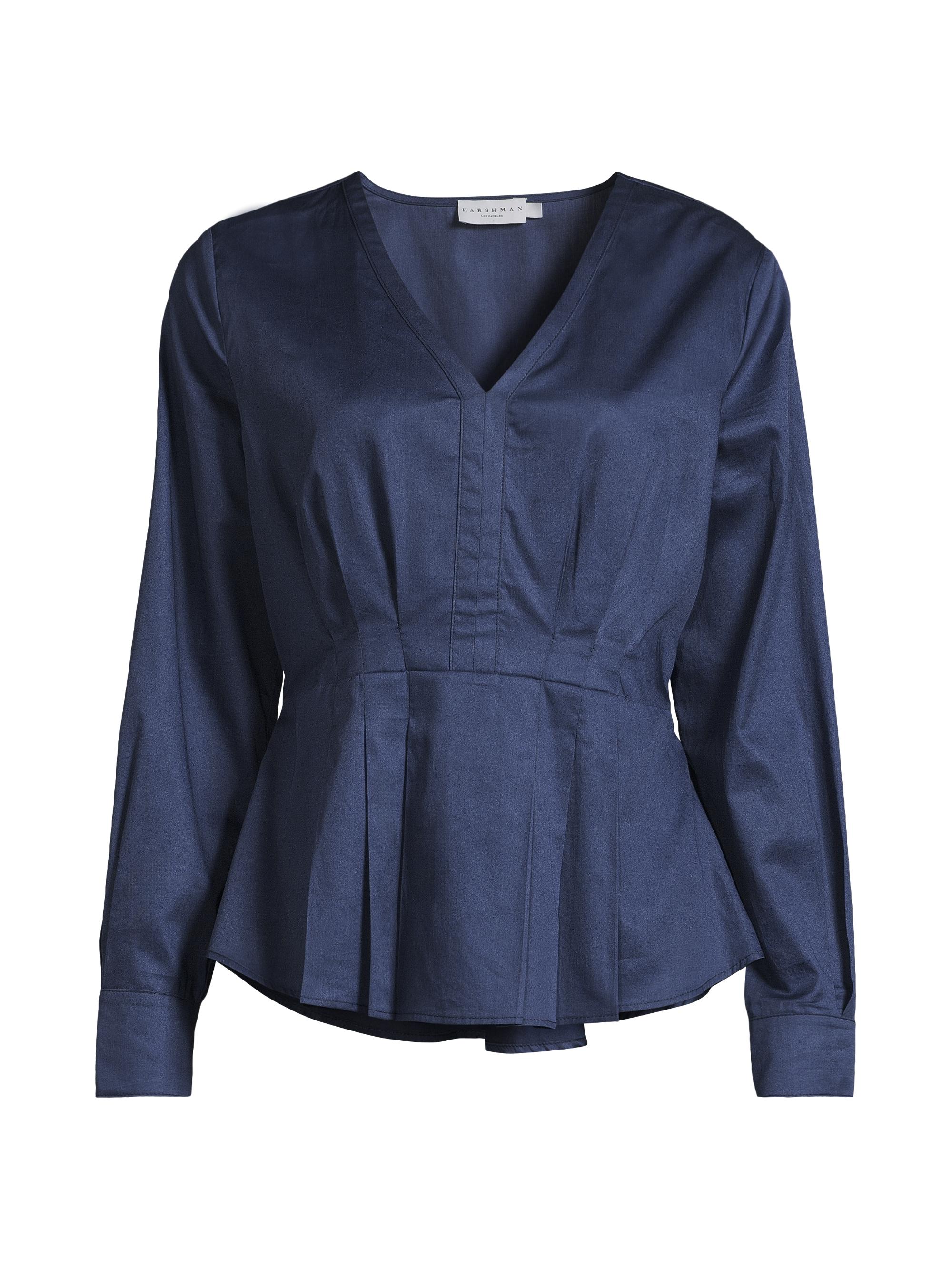 Harshman Women's Mila Cotton Peplum Blouse - Indigo Blue