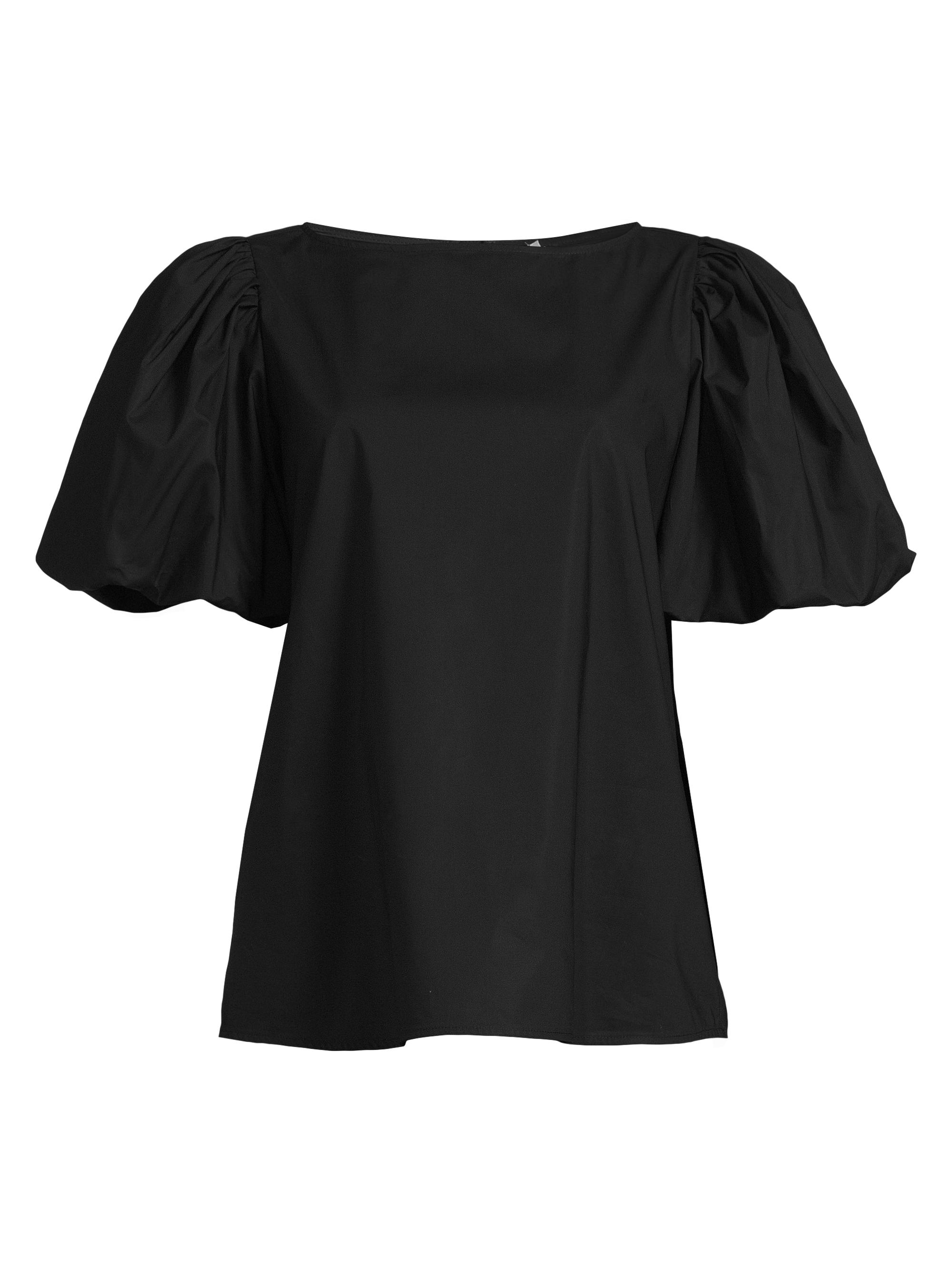 Harshman Women's Mencia Cotton Puff-Sleeve Blouse - Black