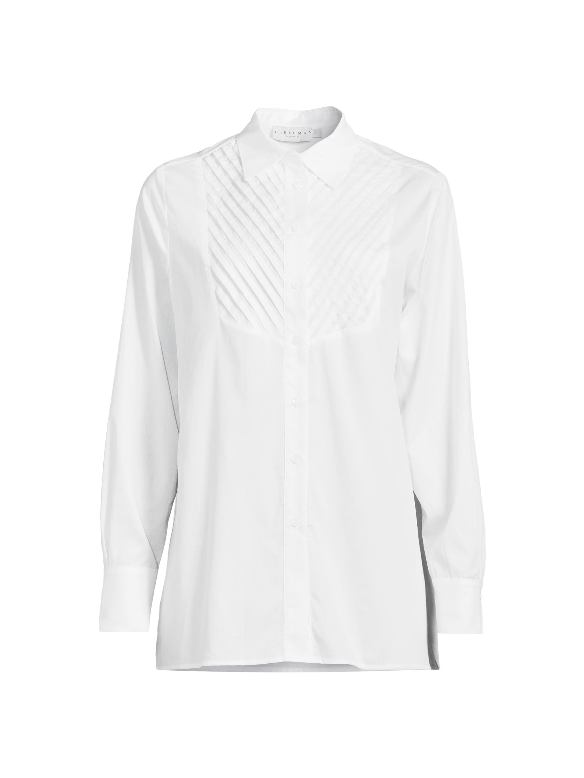 Harshman Women's Kaliyah Pleated Cotton Shirt - White