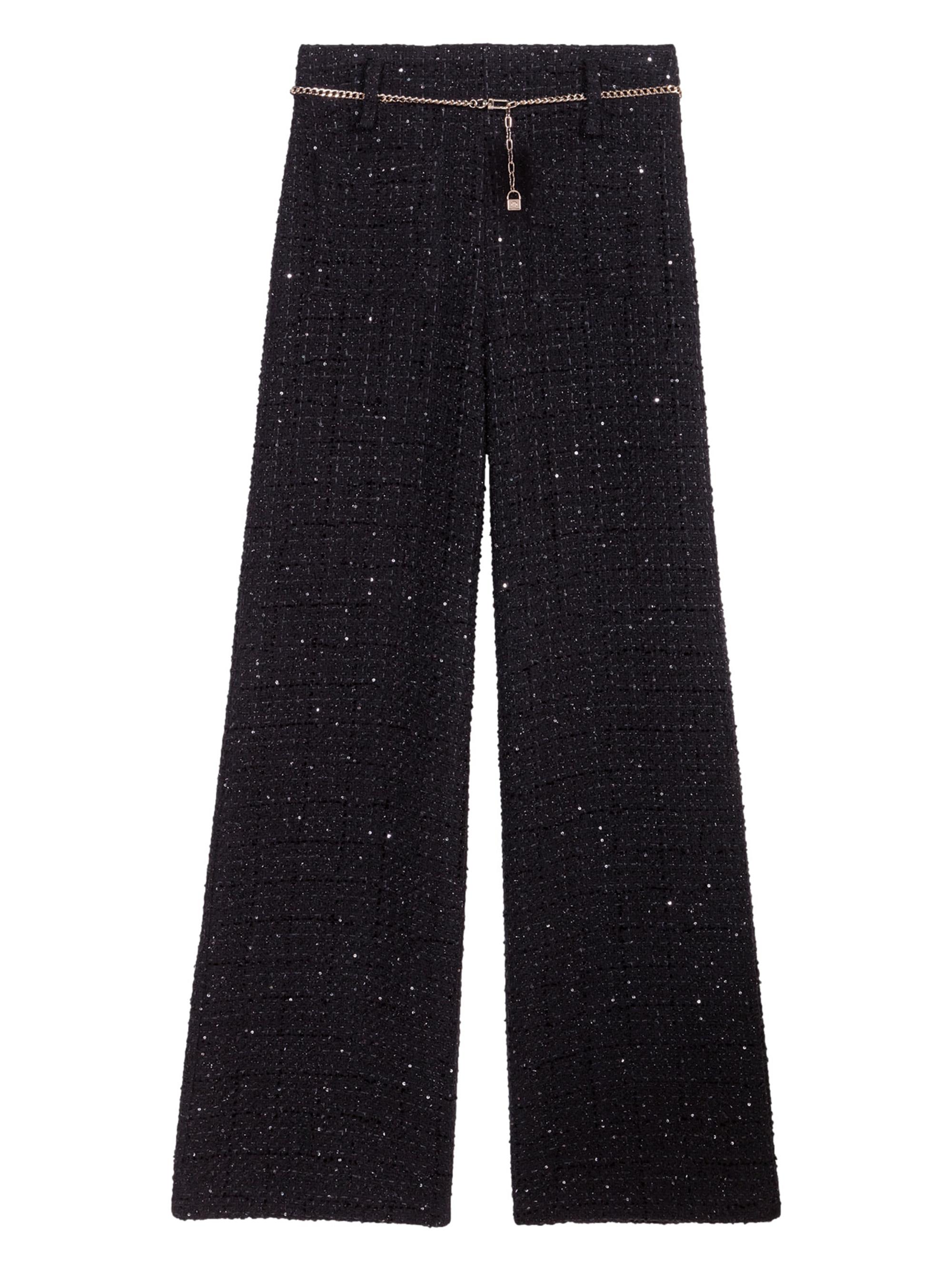 Maje Women's Sequined Tweed Trousers - Black