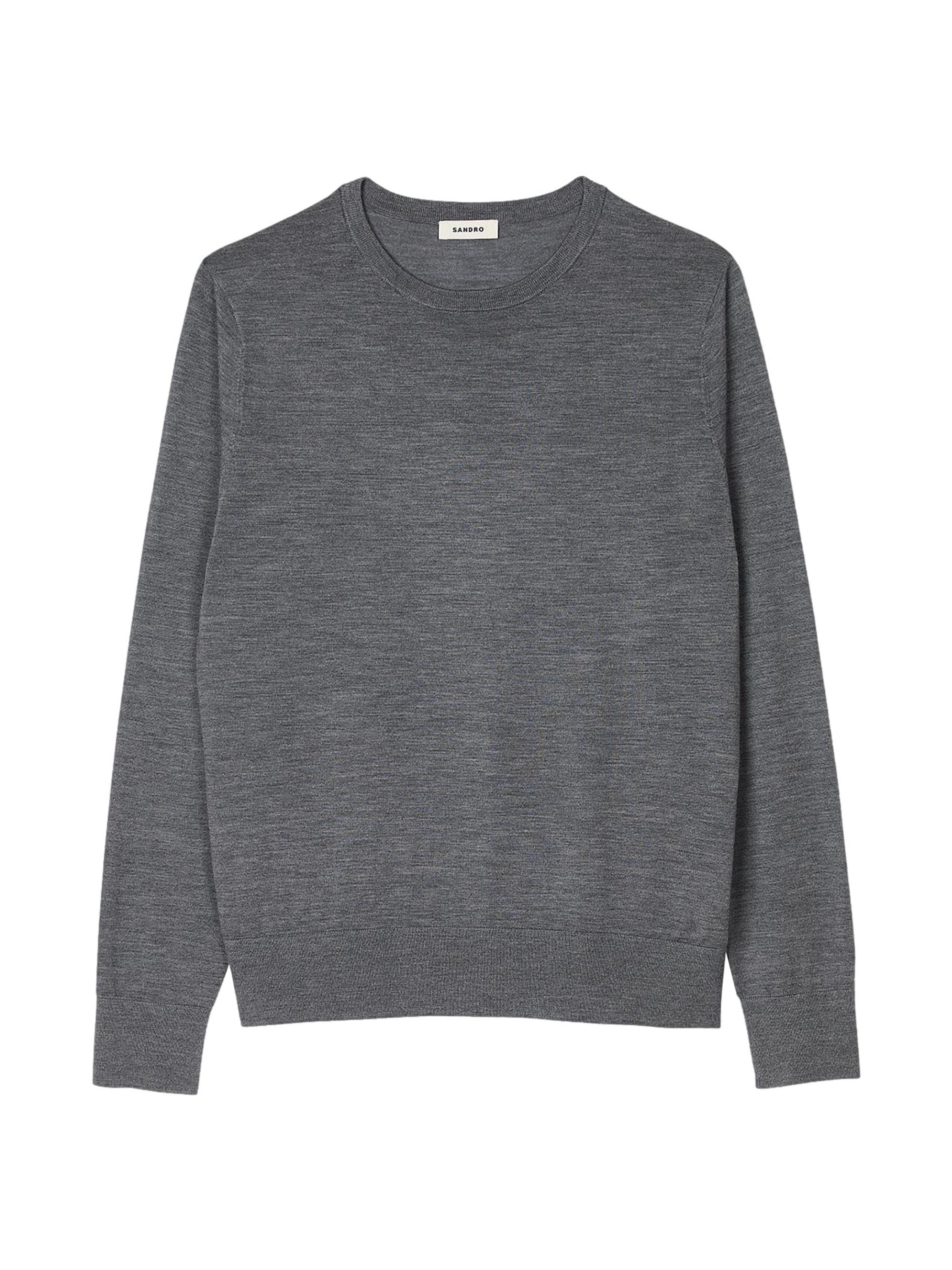 Sandro Men's Fine Knit Jumper Sweater - Mocked Grey