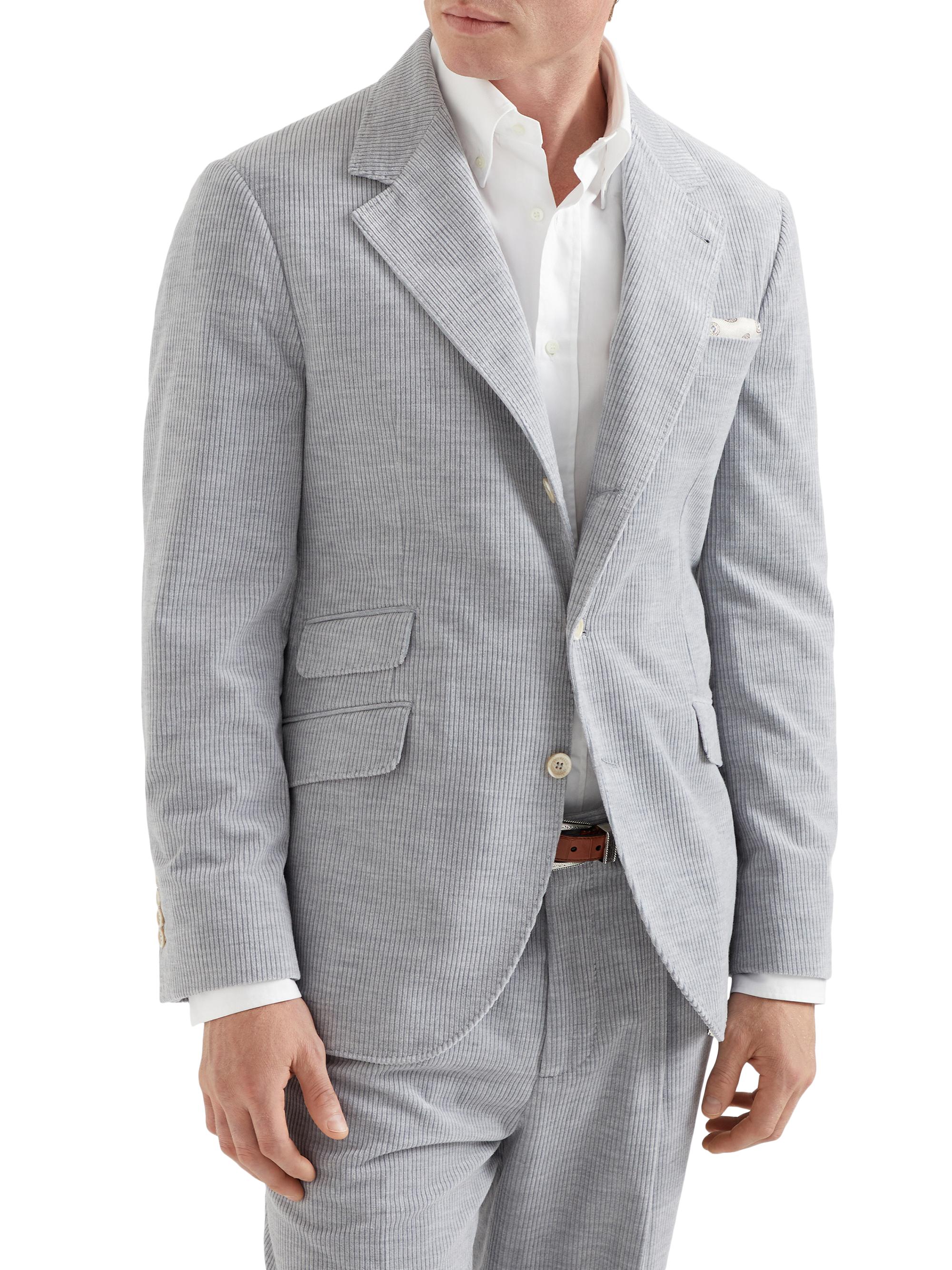 Brunello Cucinelli Men's Mélange Corduroy Deconstructed Cavallo Blazer - Grey