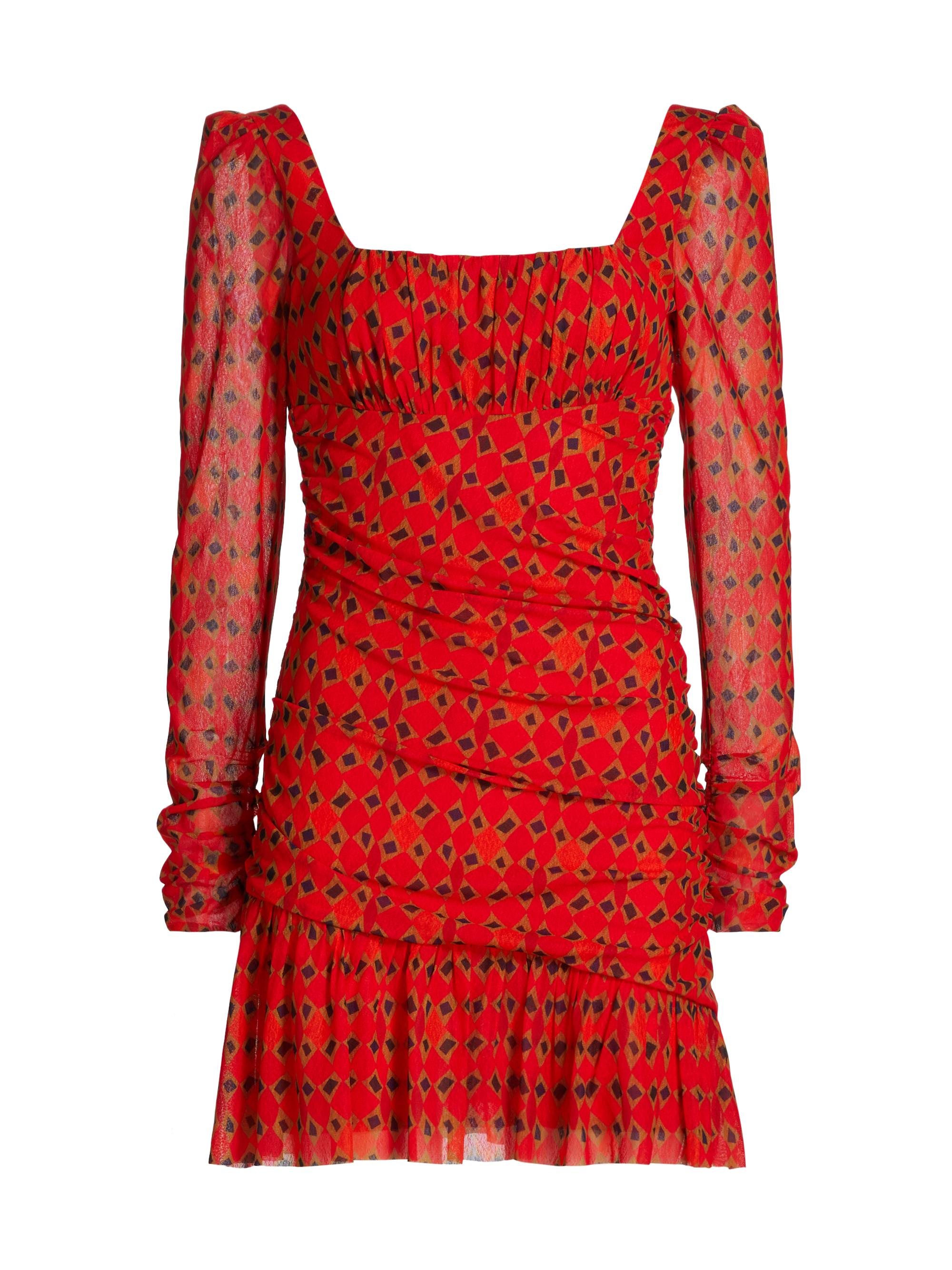 Krista Geometric Square-Neck Minidress